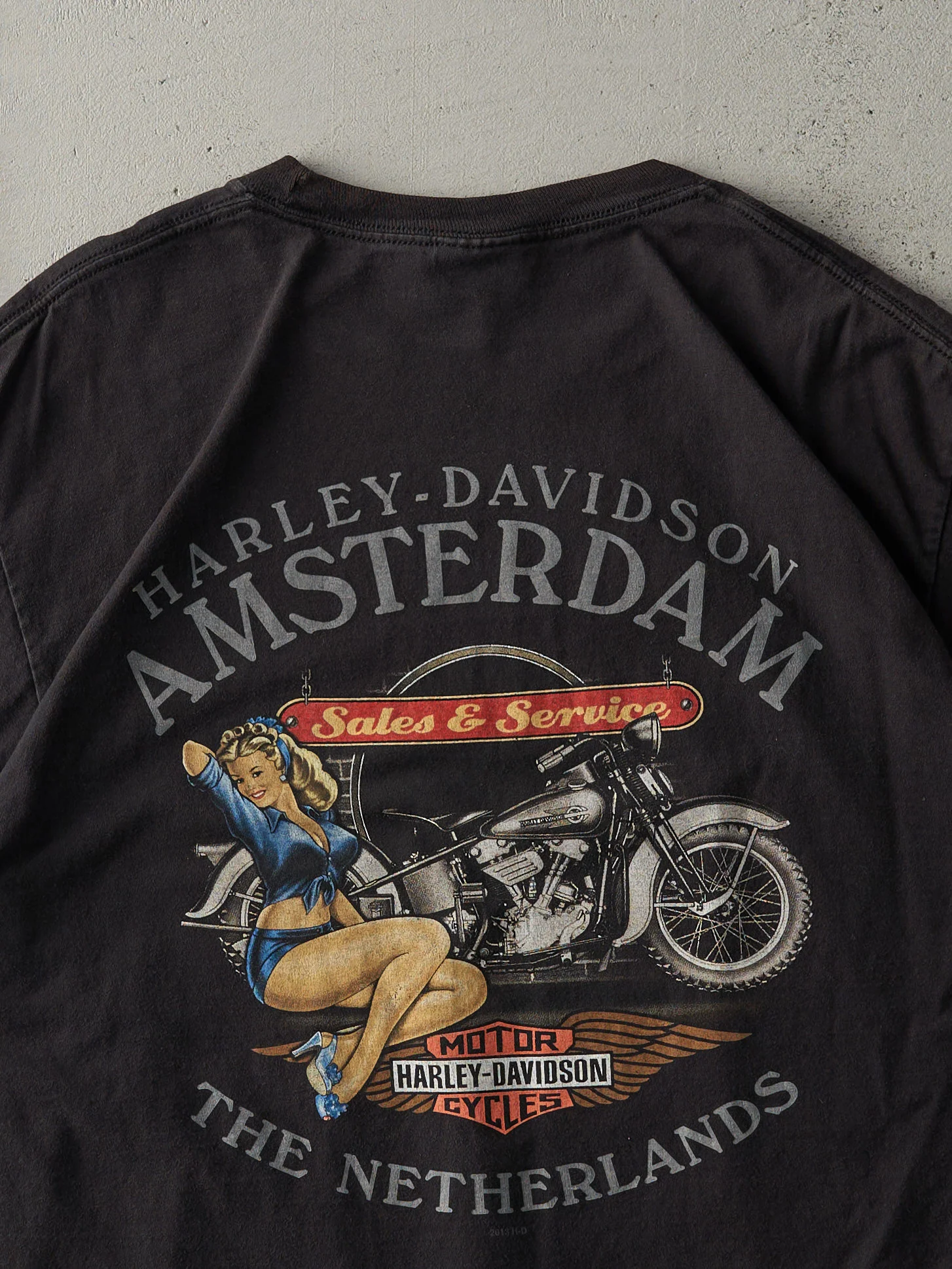 15' Black Amsterdam Harley Davidson Tee (M) - Image 4