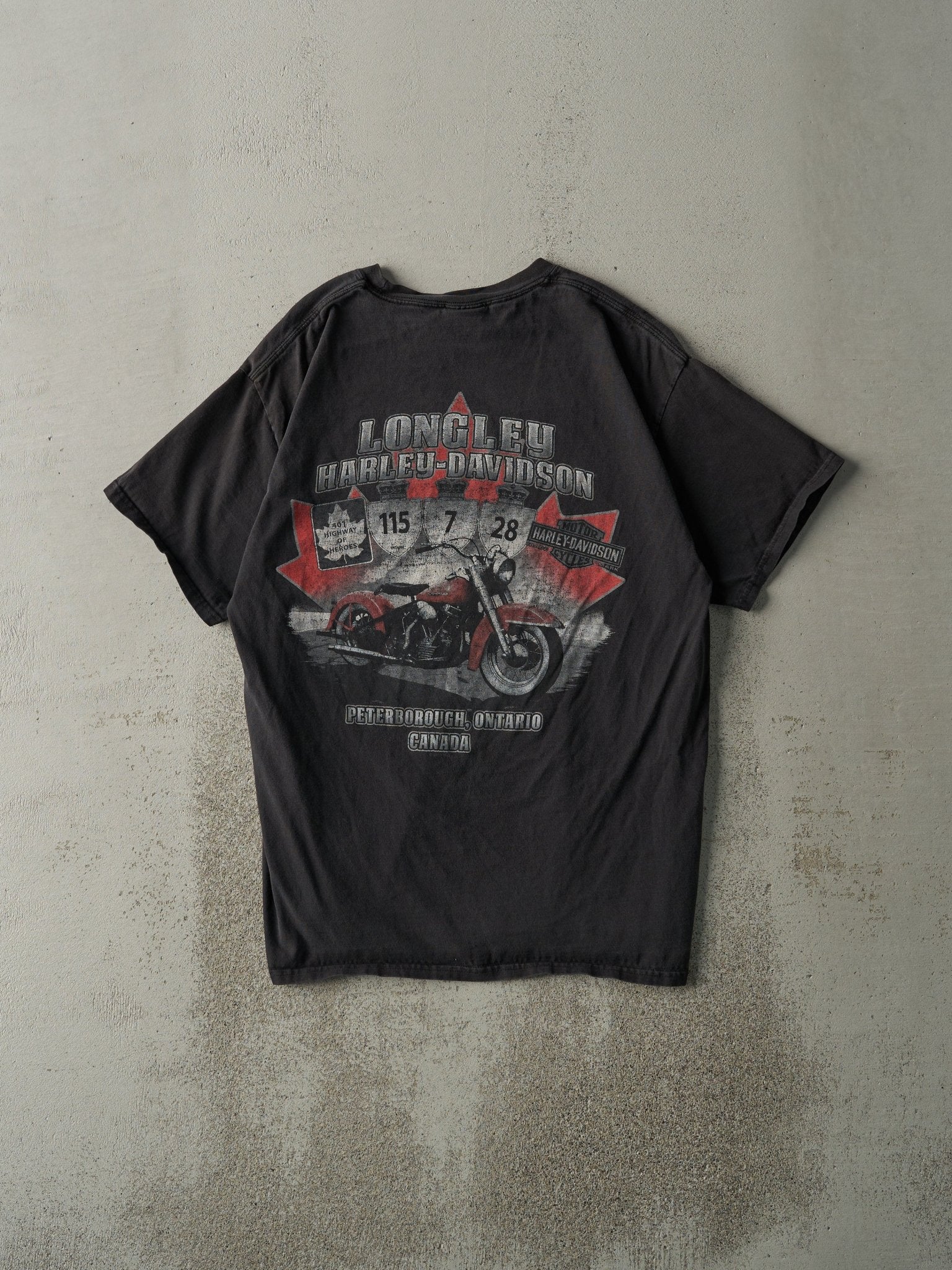 16' Black Peterborough Ontario Harley Davidson Tee (M) - Image 2