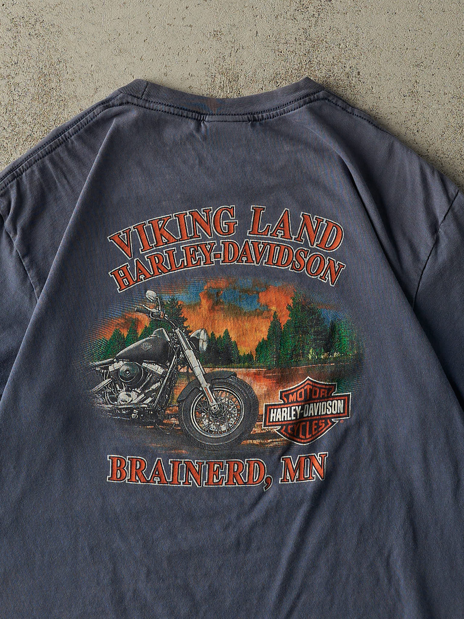 16' Faded Blue Brainerd, MN Harley Davidson Tee (L/XL) - Image 4
