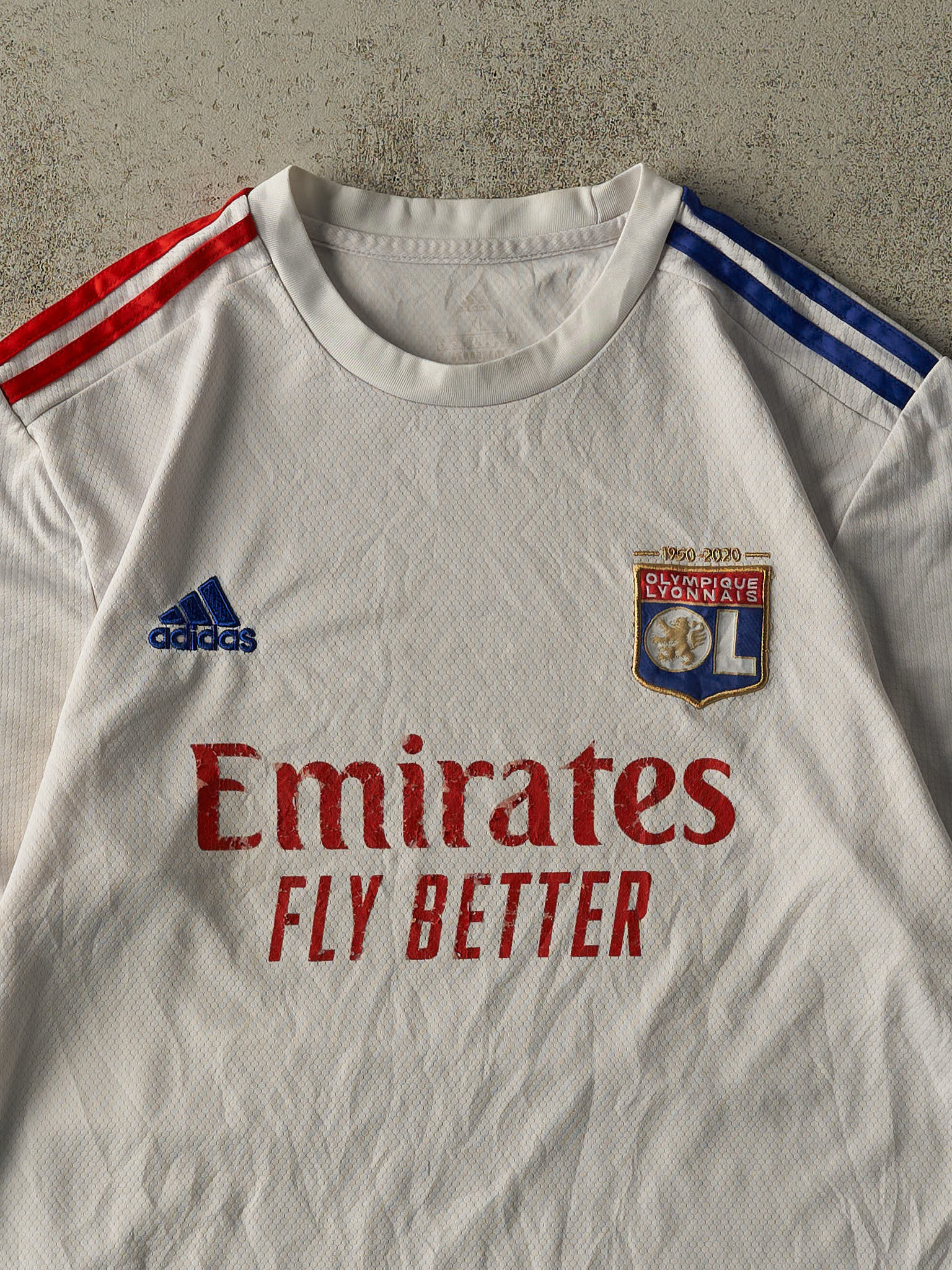 20' White Adidas Olympique Lyonnais Soccer Jersey (L/XL) - Image 2