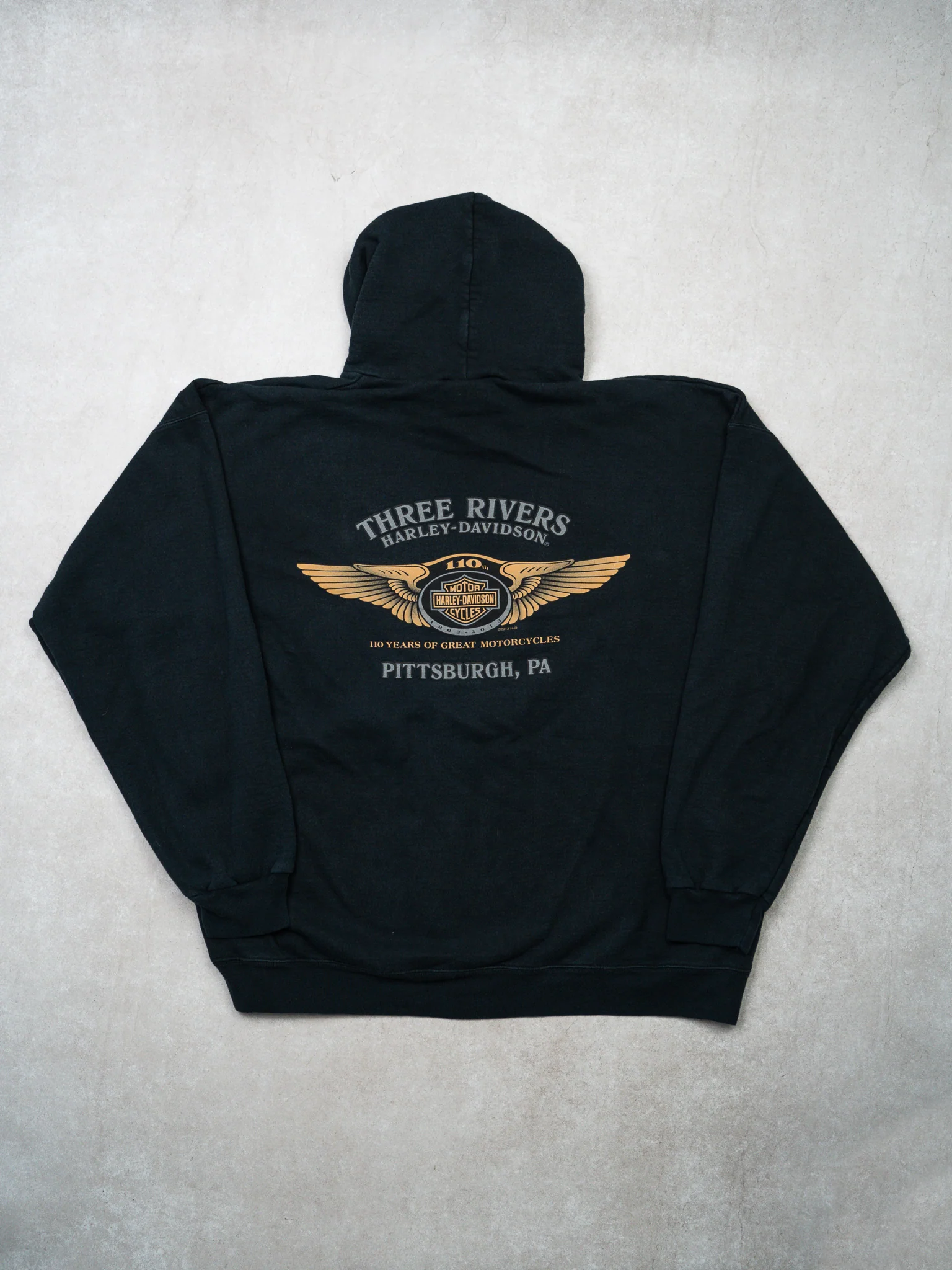 2013 Black Harley Davdison 110 Years PA Hoodie (XL) - Image 3