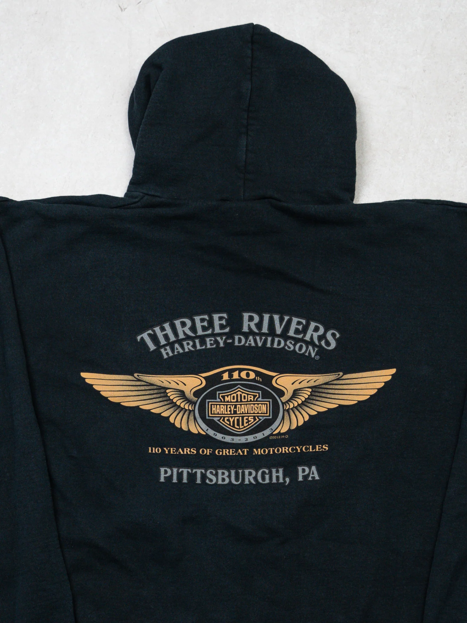 2013 Black Harley Davdison 110 Years PA Hoodie (XL) - Image 4