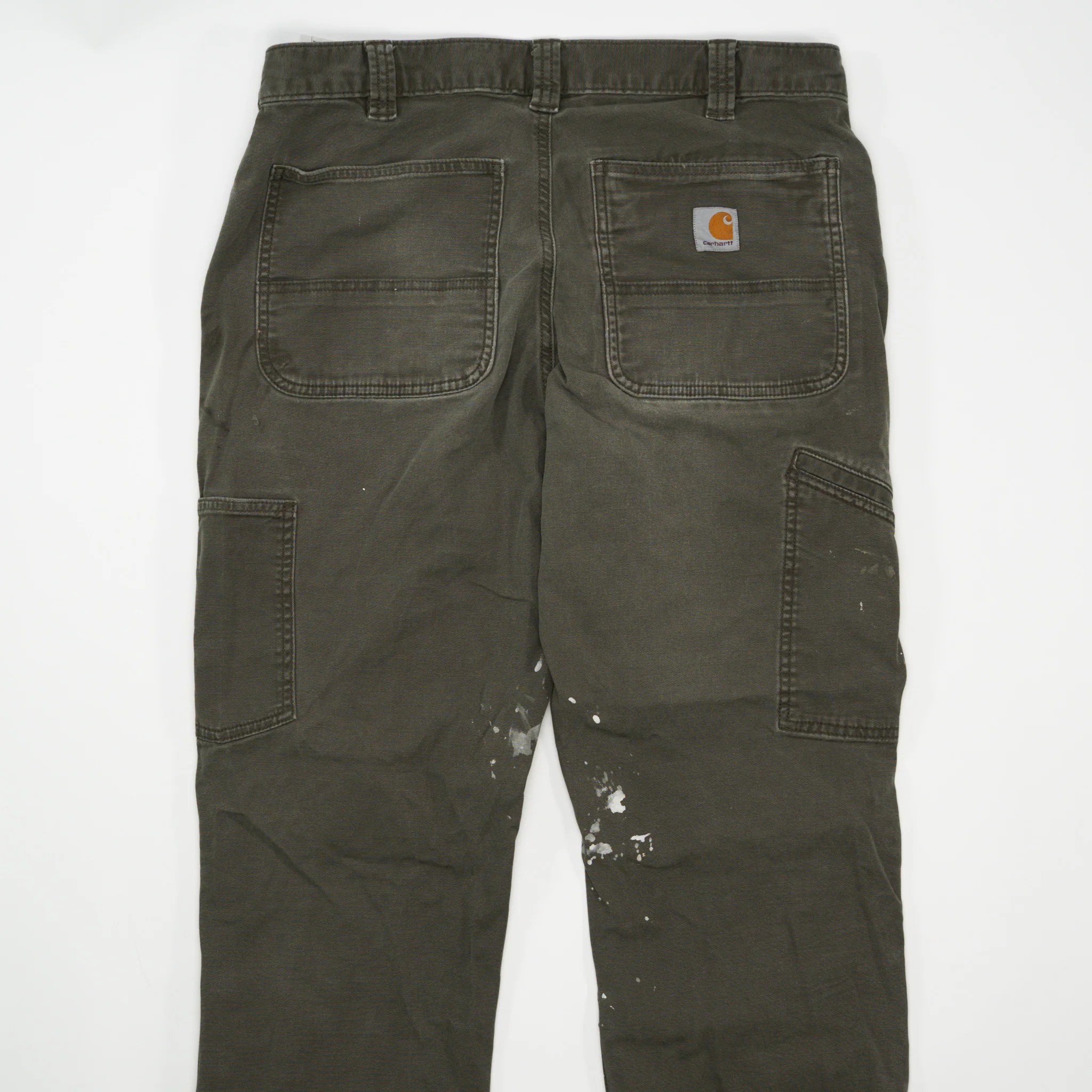 Army Green Carhartt Paint Splashed Double Knee Pants (34 x 32) - Image 4