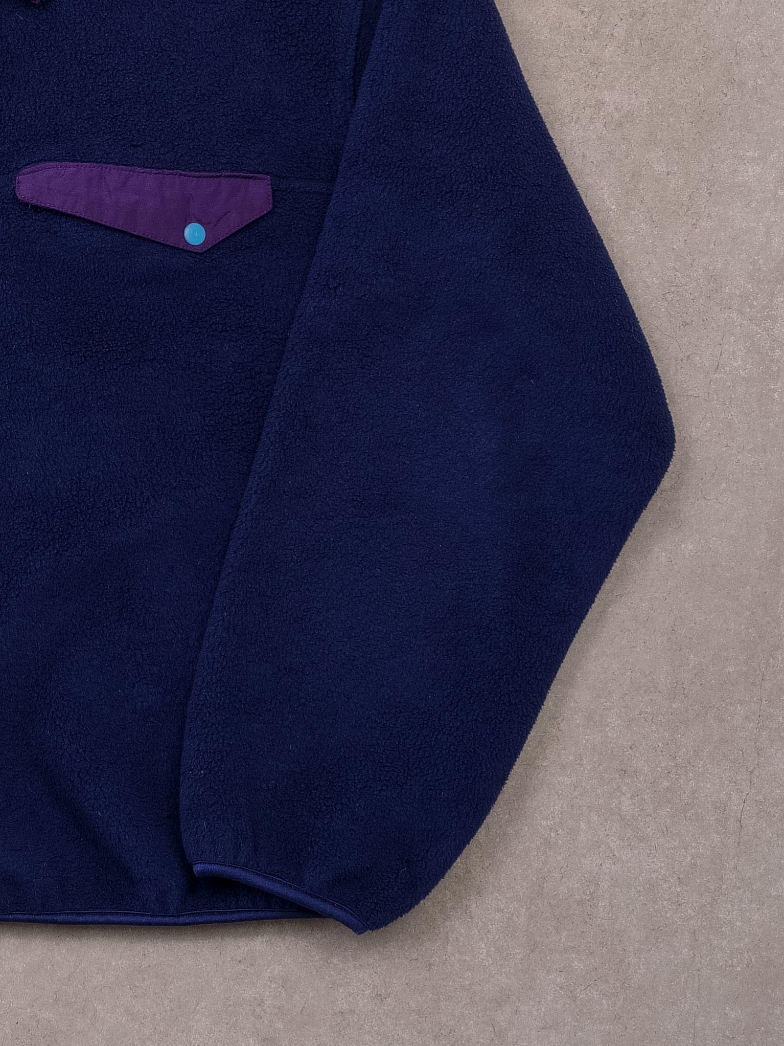 Vintage 90s Black Ice Navy Blue 1/4 Button Fleece Button Up (L) - Image 3