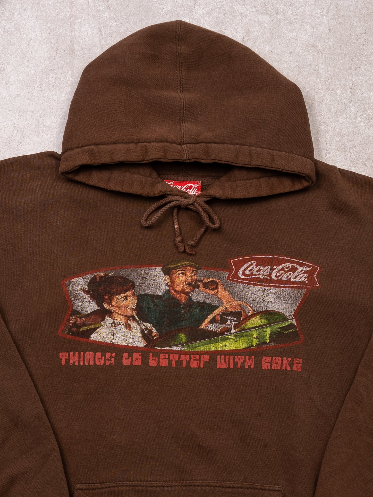 Brown Coca Cola Graphic Hoodie (XL) - Image 2