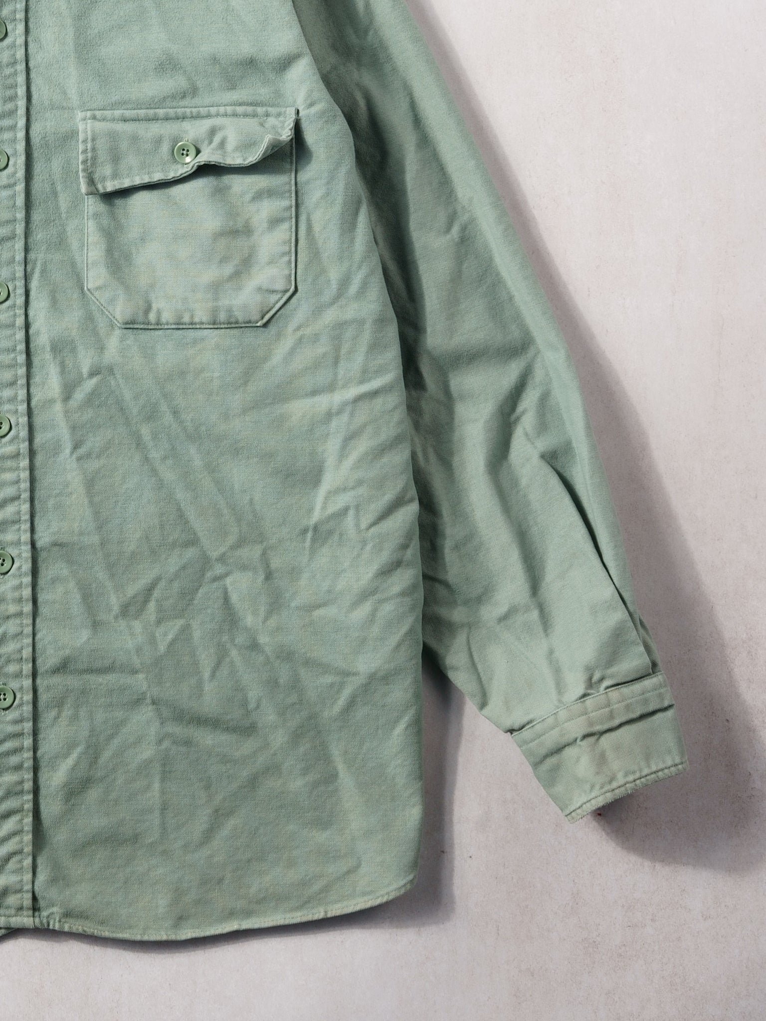 Vinage 90s Washed Sage Green LL Bean Collared Button Up (M/L) - Image 3