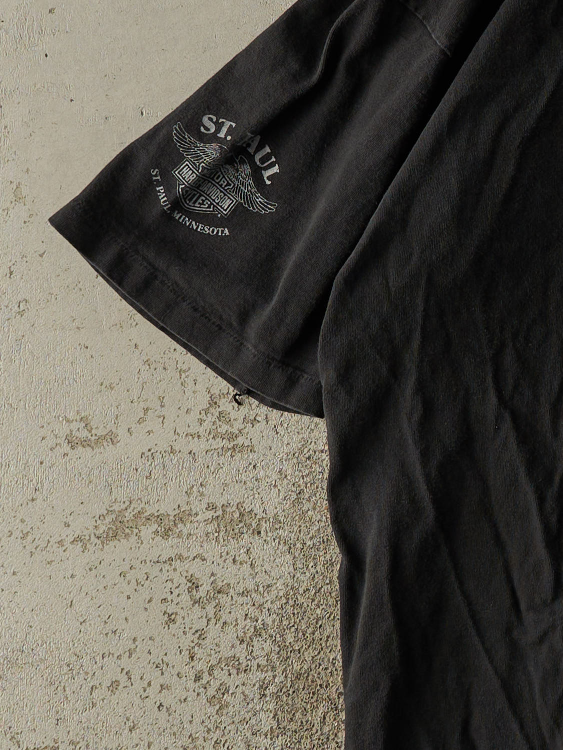 Vintage 01' Black Harley Davidson Pocket Quarter Button Tee (L/XL) - Image 3