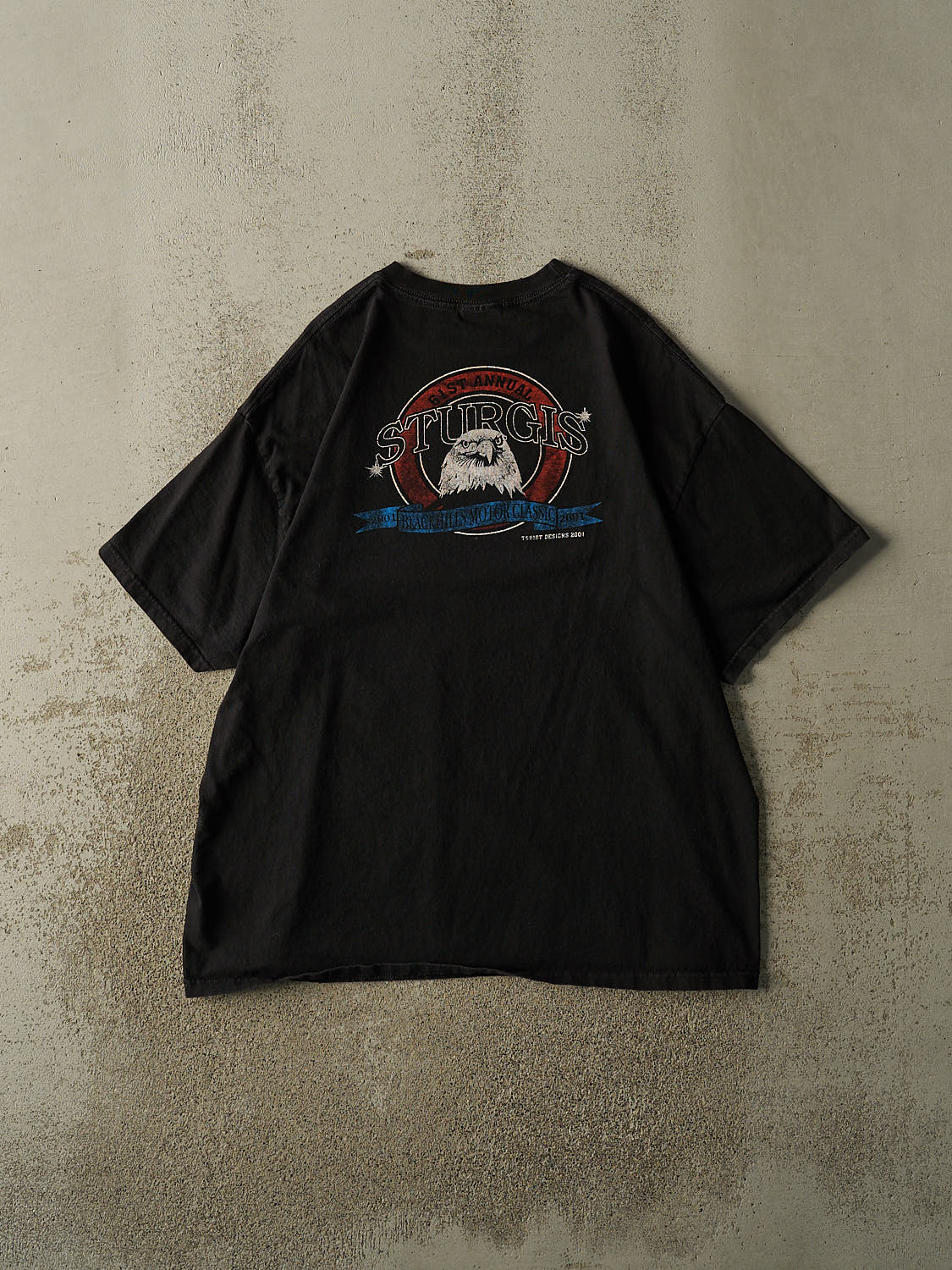 Vintage 01' Black Sturgis Motorcycle Rally Tee (XL/XXL) - Image 2