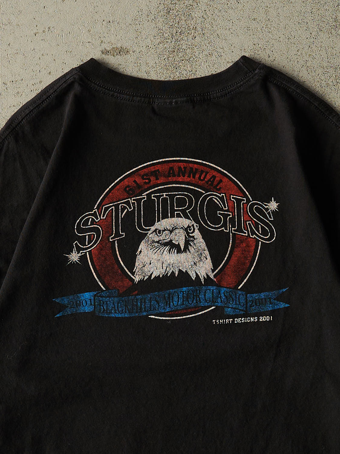 Vintage 01' Black Sturgis Motorcycle Rally Tee (XL/XXL) - Image 4