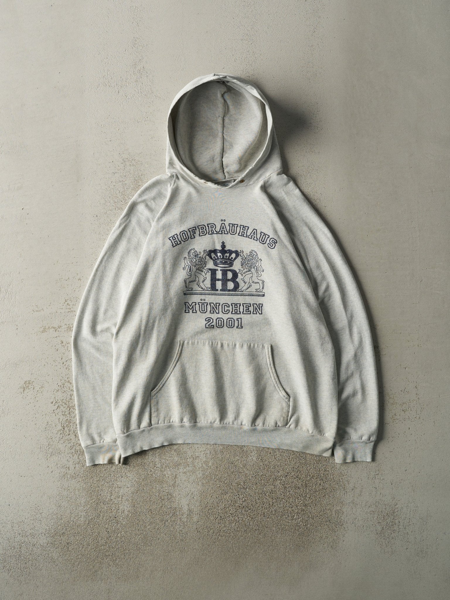 Vintage 01' Heather Grey Hofbrauhaus Hoodie (L)