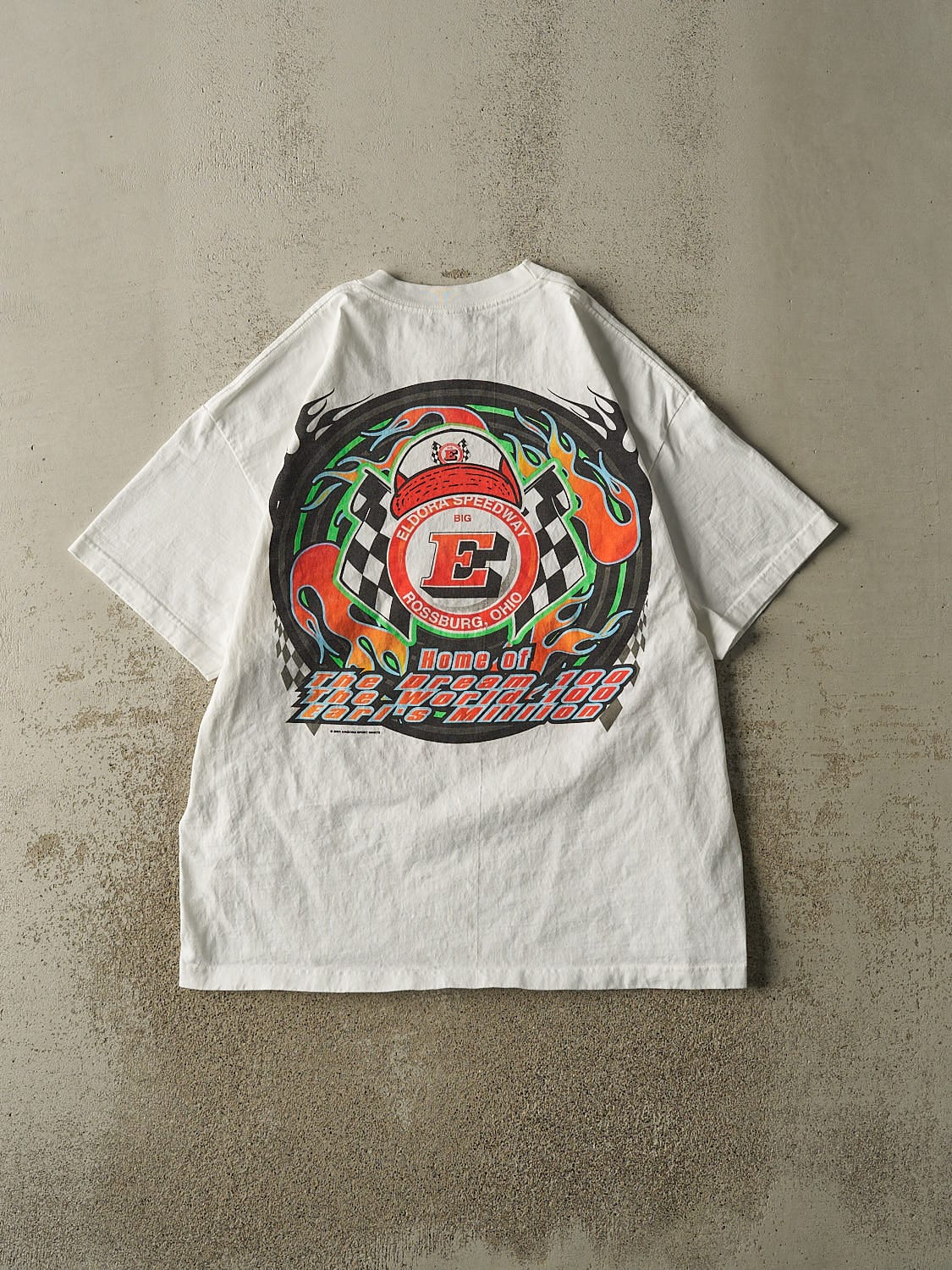 Vintage 01' White Eldora Speedway Racing Tee (XL) - Image 2