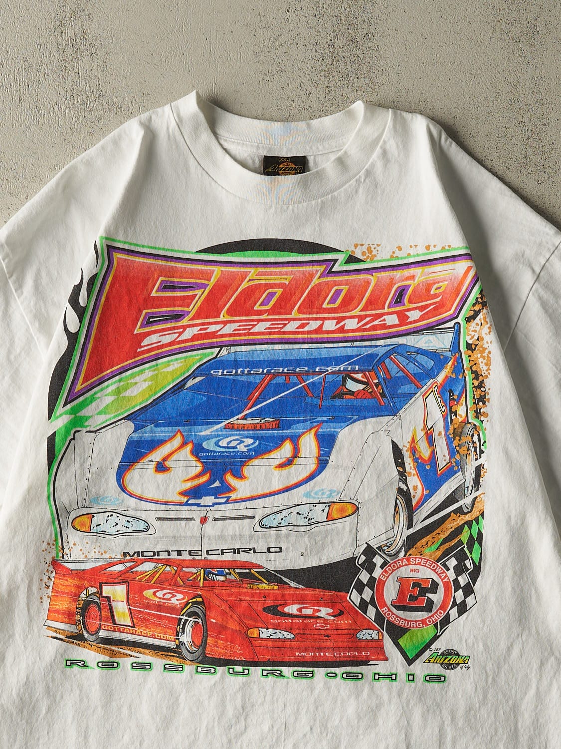 Vintage 01' White Eldora Speedway Racing Tee (XL) - Image 3