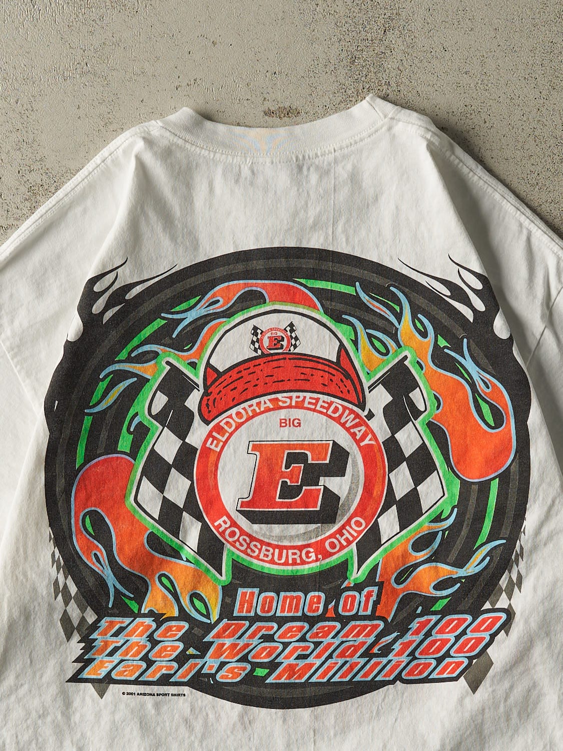 Vintage 01' White Eldora Speedway Racing Tee (XL) - Image 4