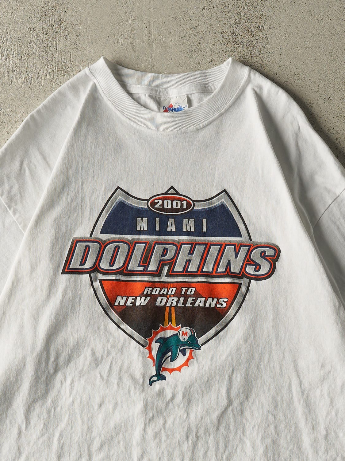 Vintage 01' White Miami Dolphins Season Schedule Tee (XXL) - Image 3