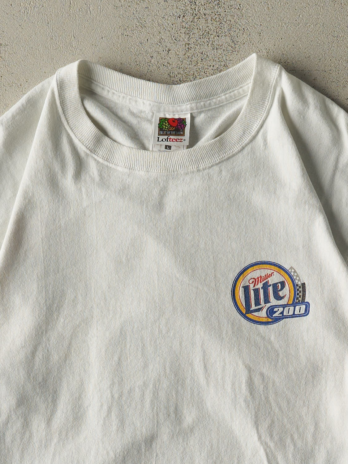 Vintage 01' White Miller Lite Racing Tee (M/L) - Image 3