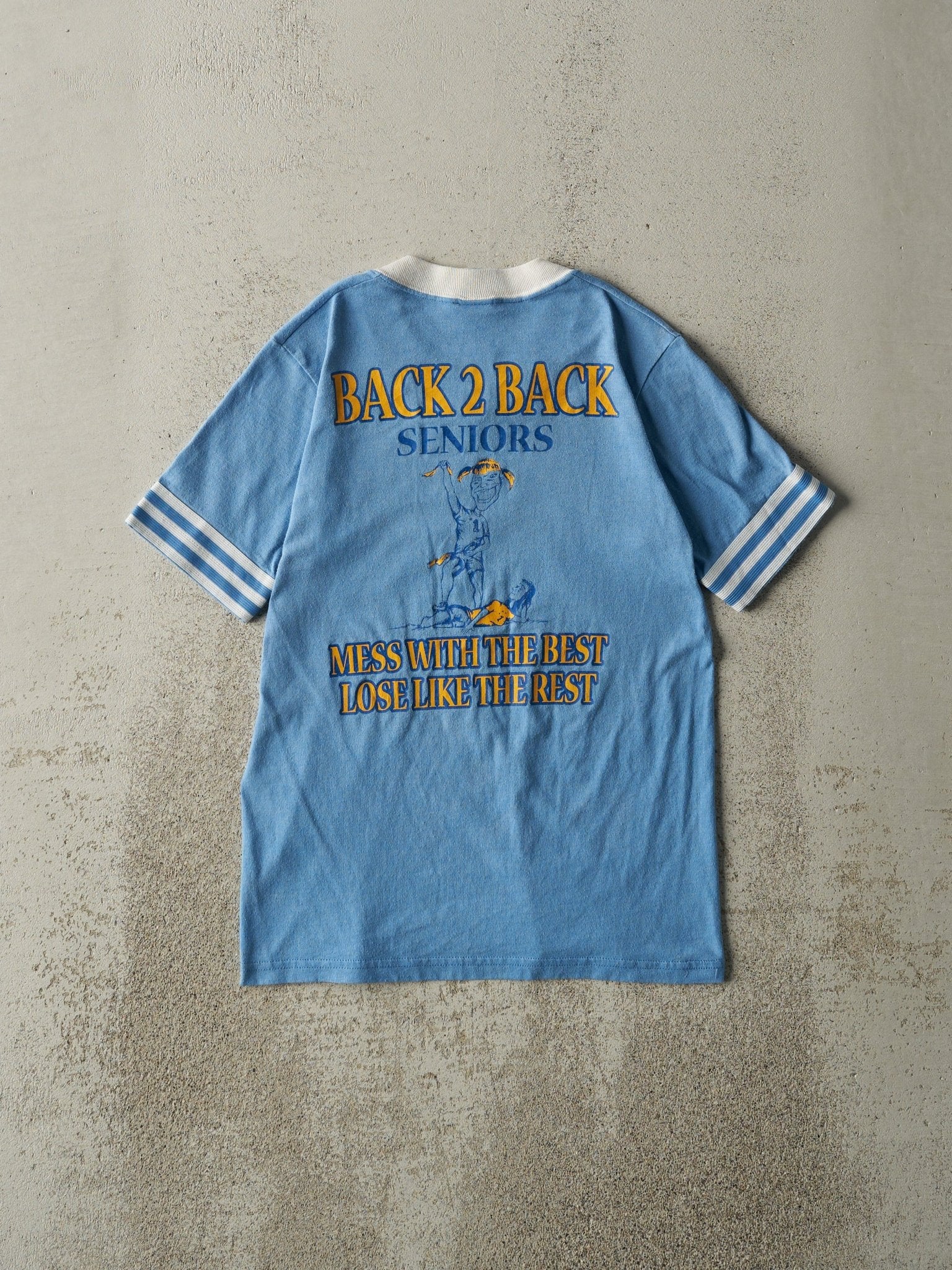 Vintage 02' Blue Seniors Football Baby Tee (XS) - Image 2