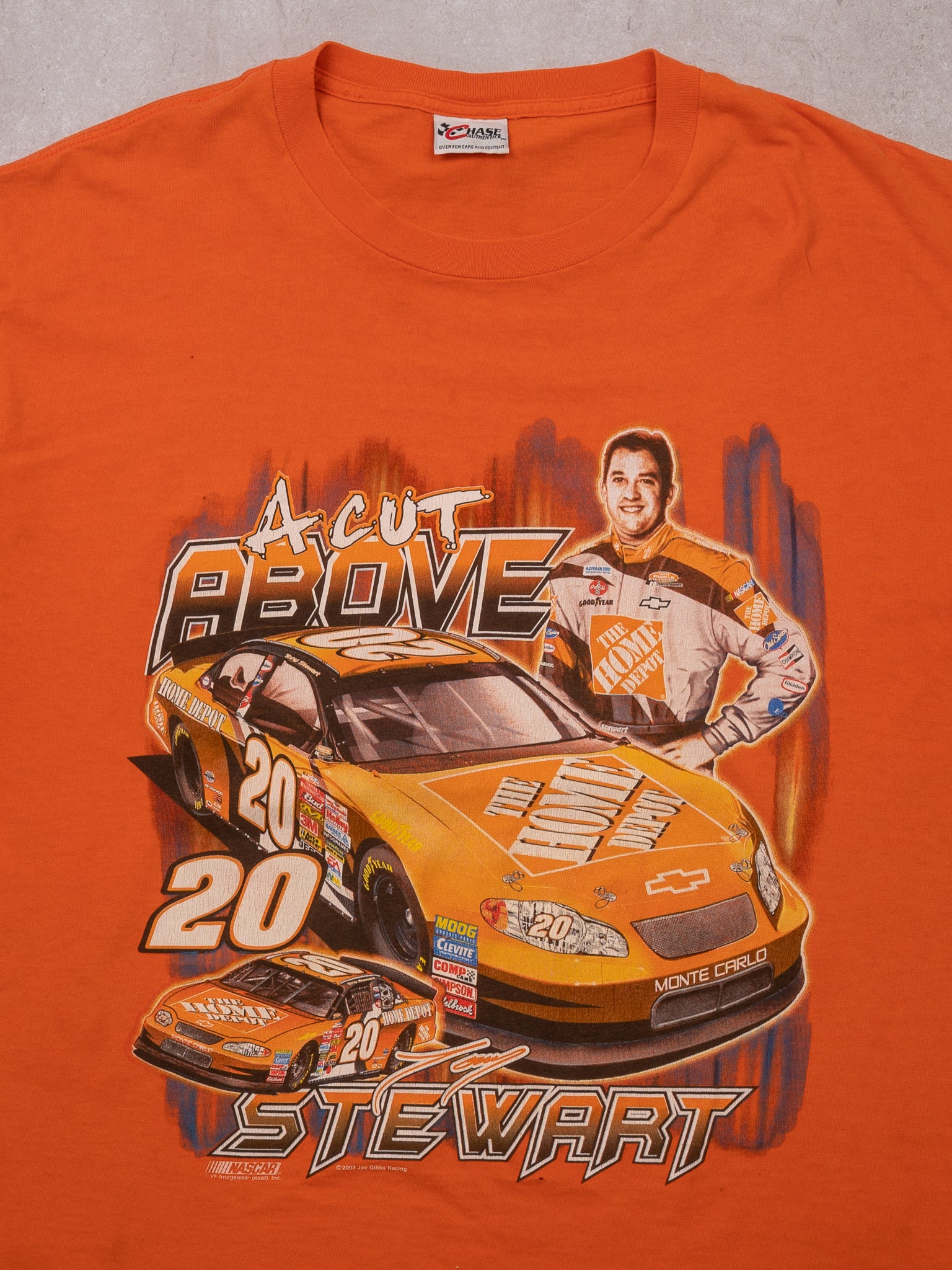 Vintage '03 Orange 'A Cut Above' Stewart Nascar Tee (XL) - Image 2