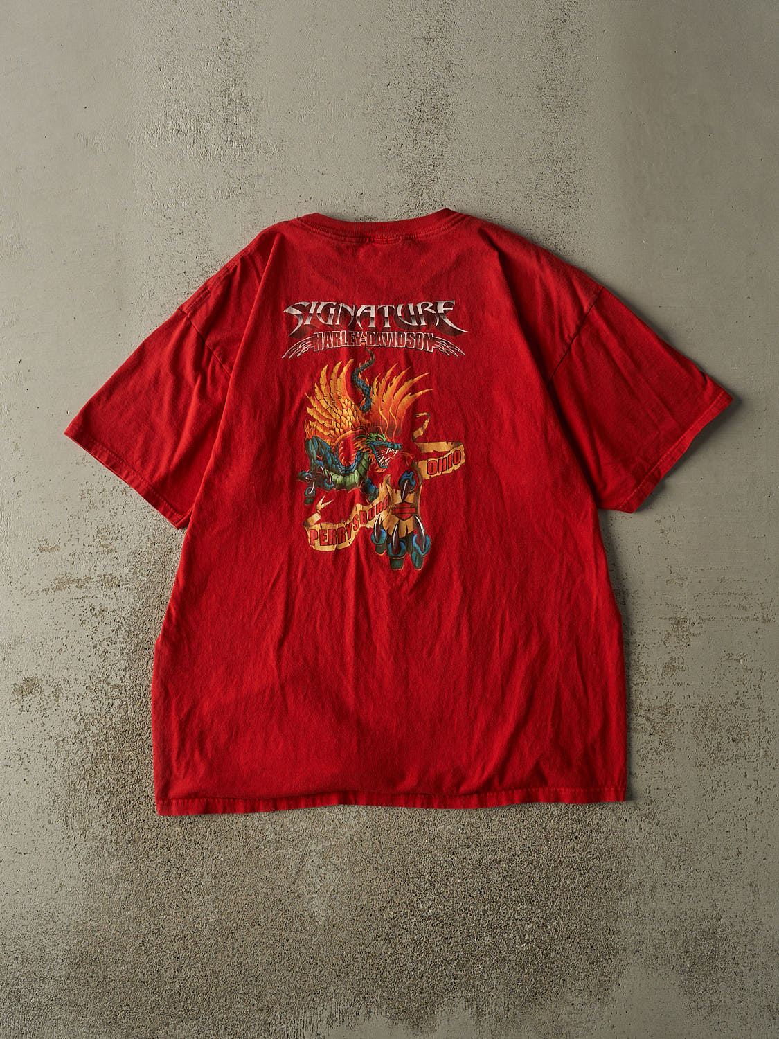 Vintage 03' Red Harley Davidson Perrysburg OH Tee (XL) - Image 2