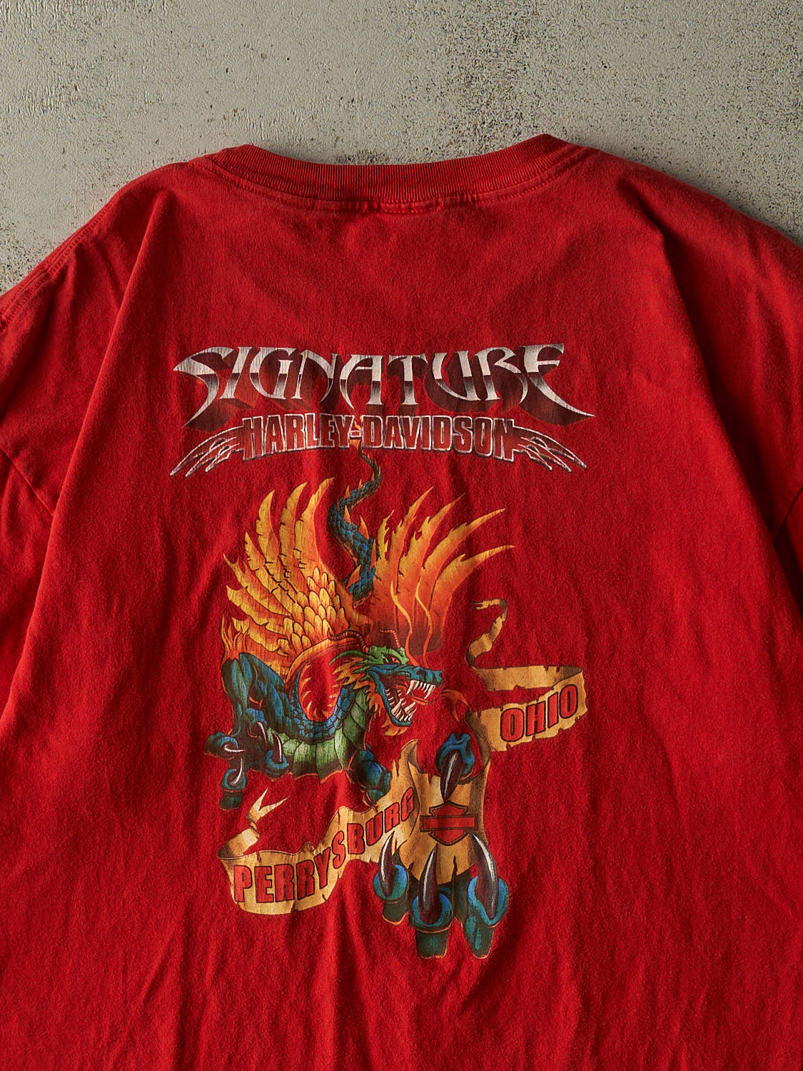 Vintage 03' Red Harley Davidson Perrysburg OH Tee (XL) - Image 4