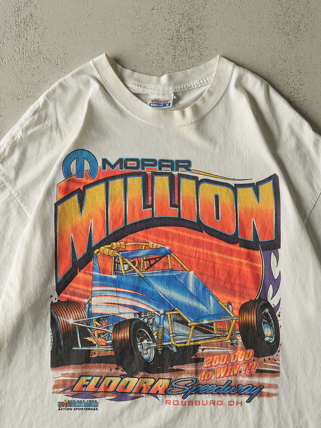 Vintage 03' White Mopar Million Racing Tee (XL/XXL) - Image 3