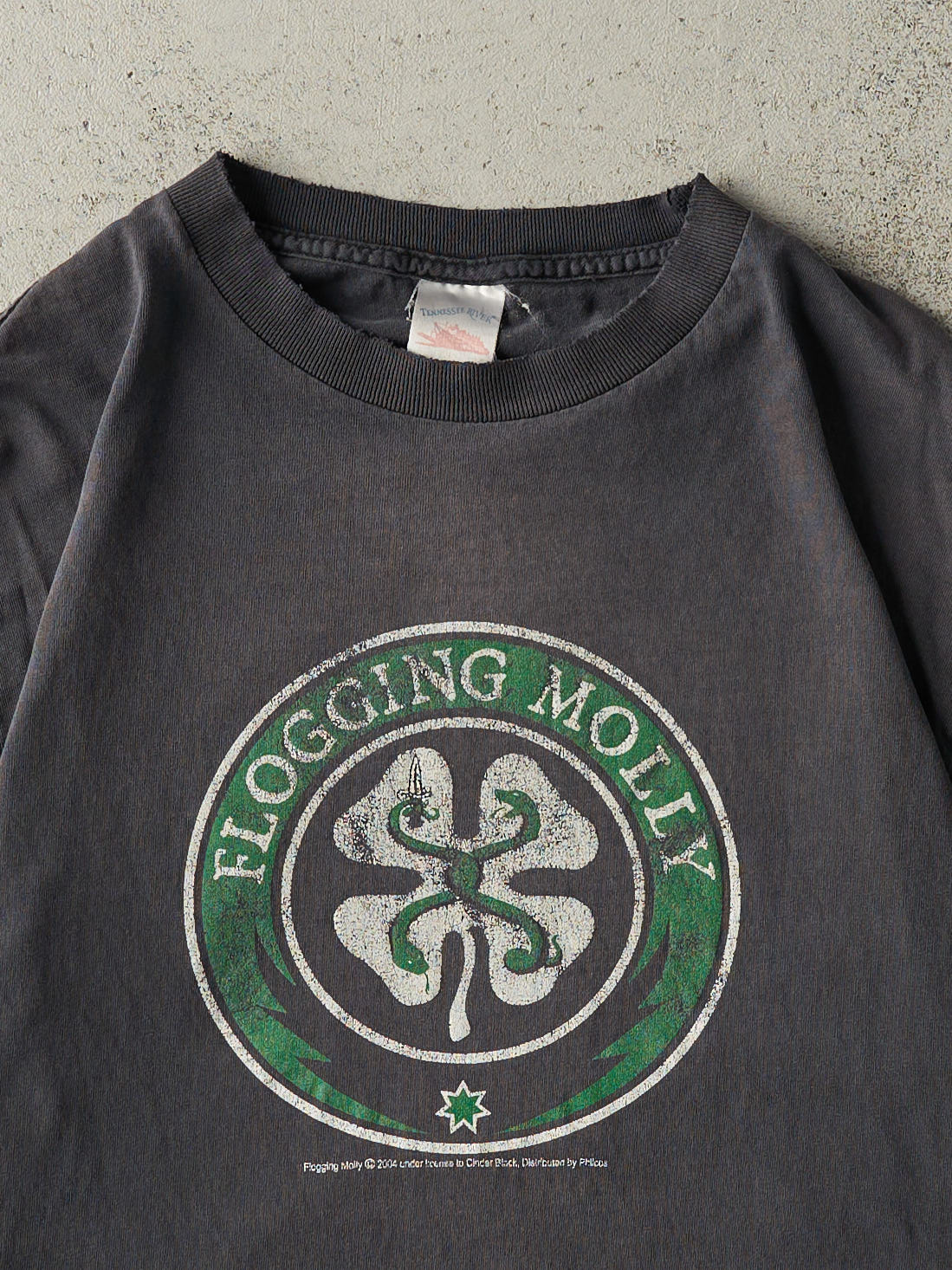Vintage 04' Faded Black Flogging Molly Band Tee (M) - Image 2