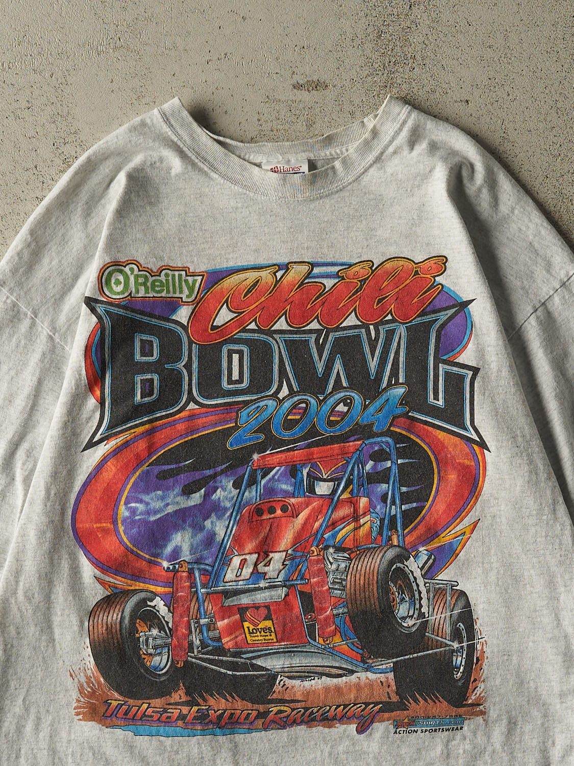 Vintage 04' Heather Grey Chili Bowl Racing Long Sleeve (L) - Image 3