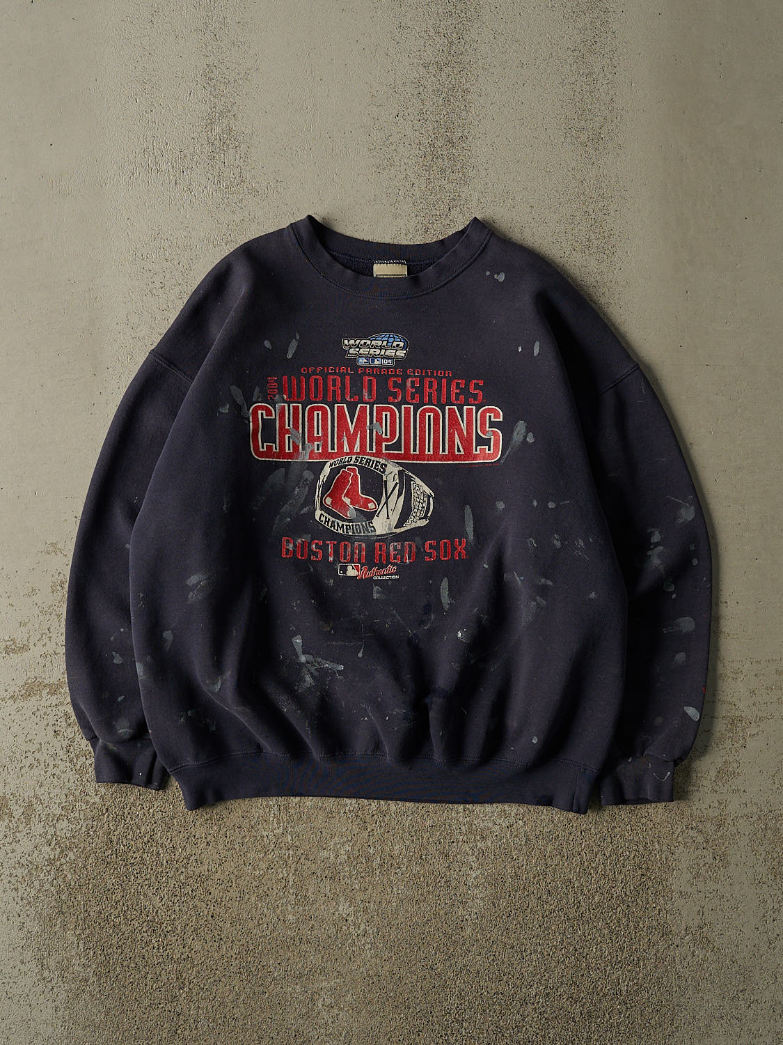 Vintage 04' Navy Blue Boston Red Sox World Series Champions Crewneck (XL)