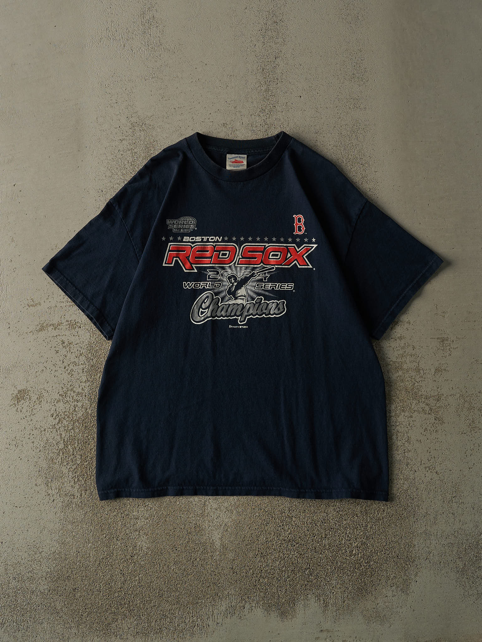 Vintage 04' Navy Blue Boston Red Sox World Series Champions Tee (XL)