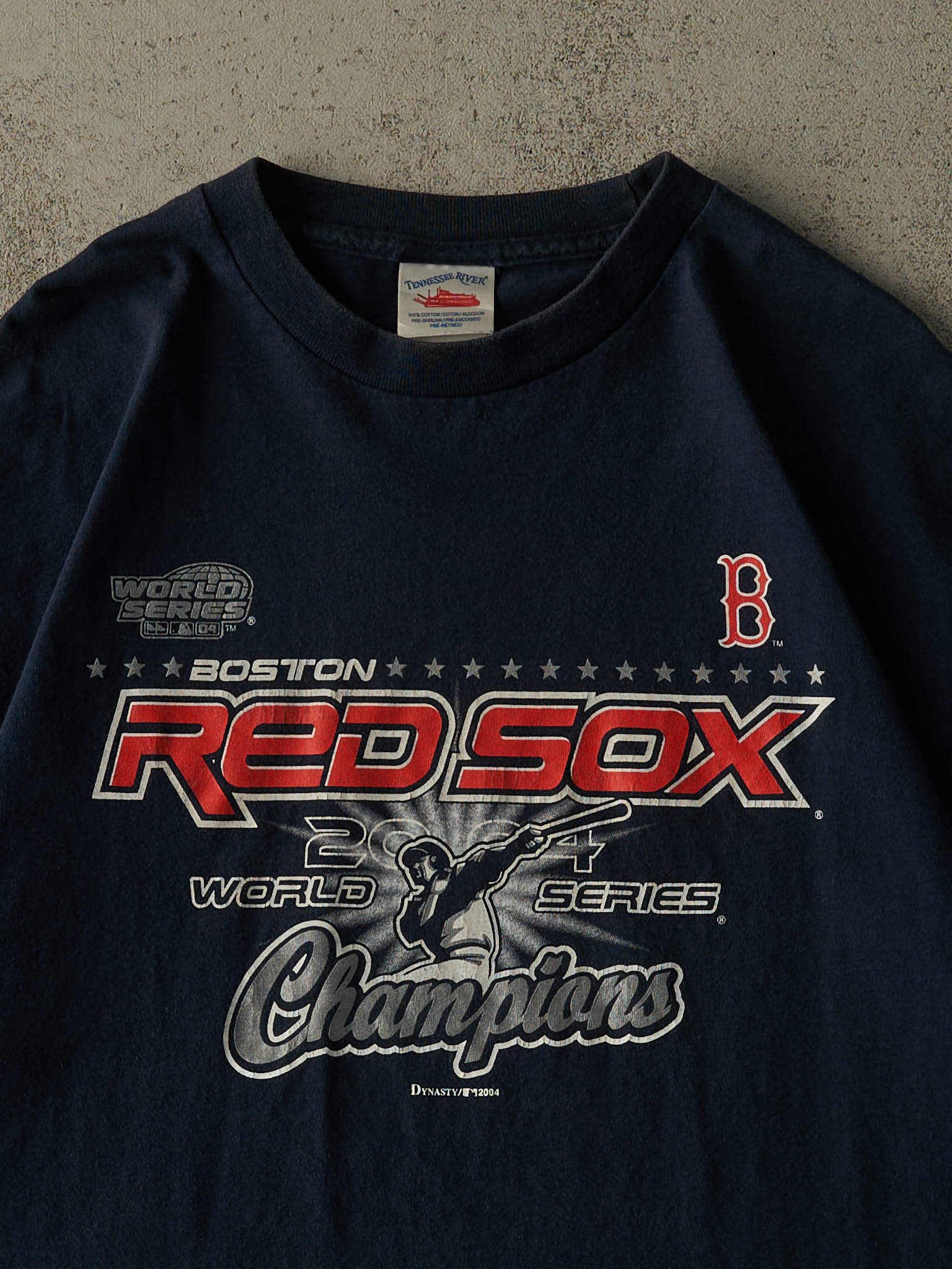Vintage 04' Navy Blue Boston Red Sox World Series Champions Tee (XL) - Image 2