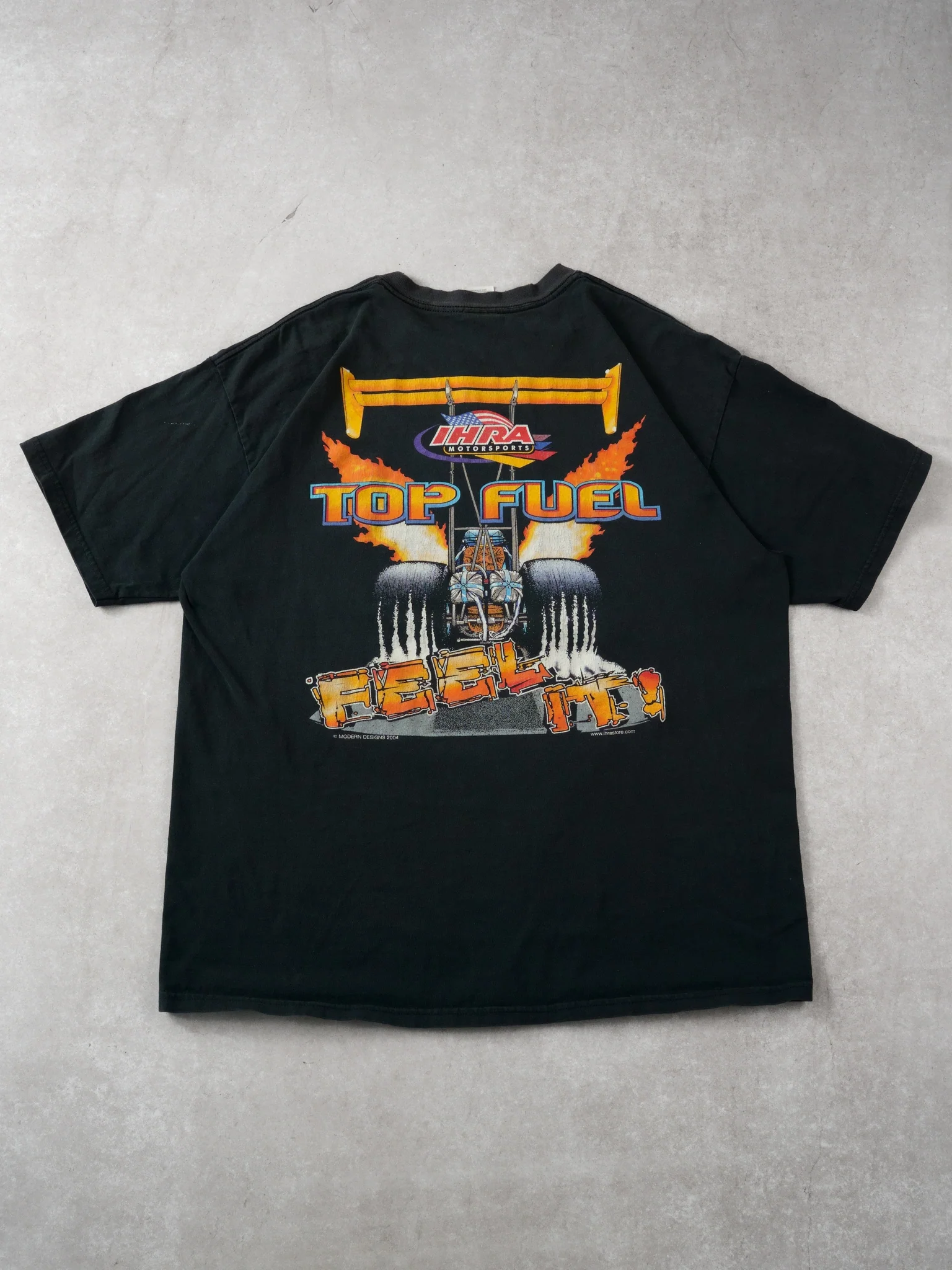 Vintage 04' Smoke Fire Thunder Drag Racing Graphic Tee (L) - Image 2