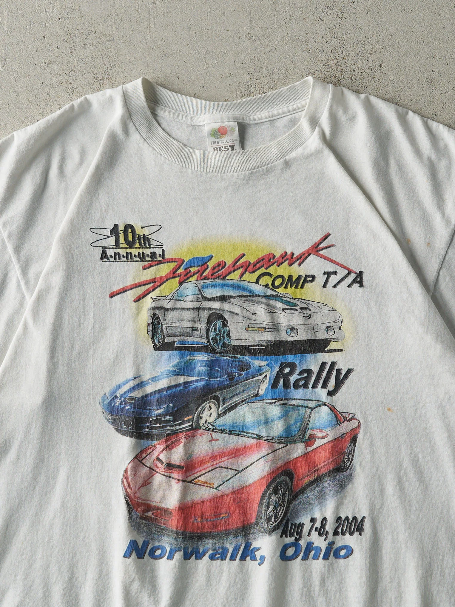Vintage 04' White Norwalk, Ohio Firehawk Rally Tee (L) - Image 2