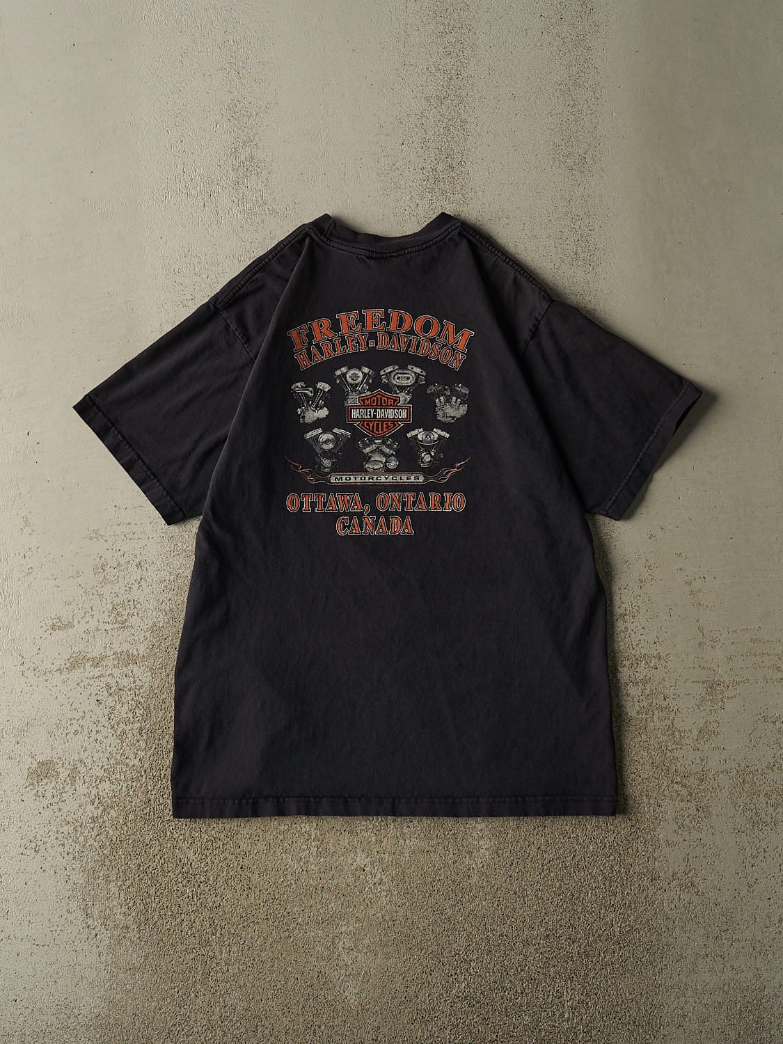 Vintage 05' Faded Black Harley Davidson Ottawa Tee (L/XL) - Image 2