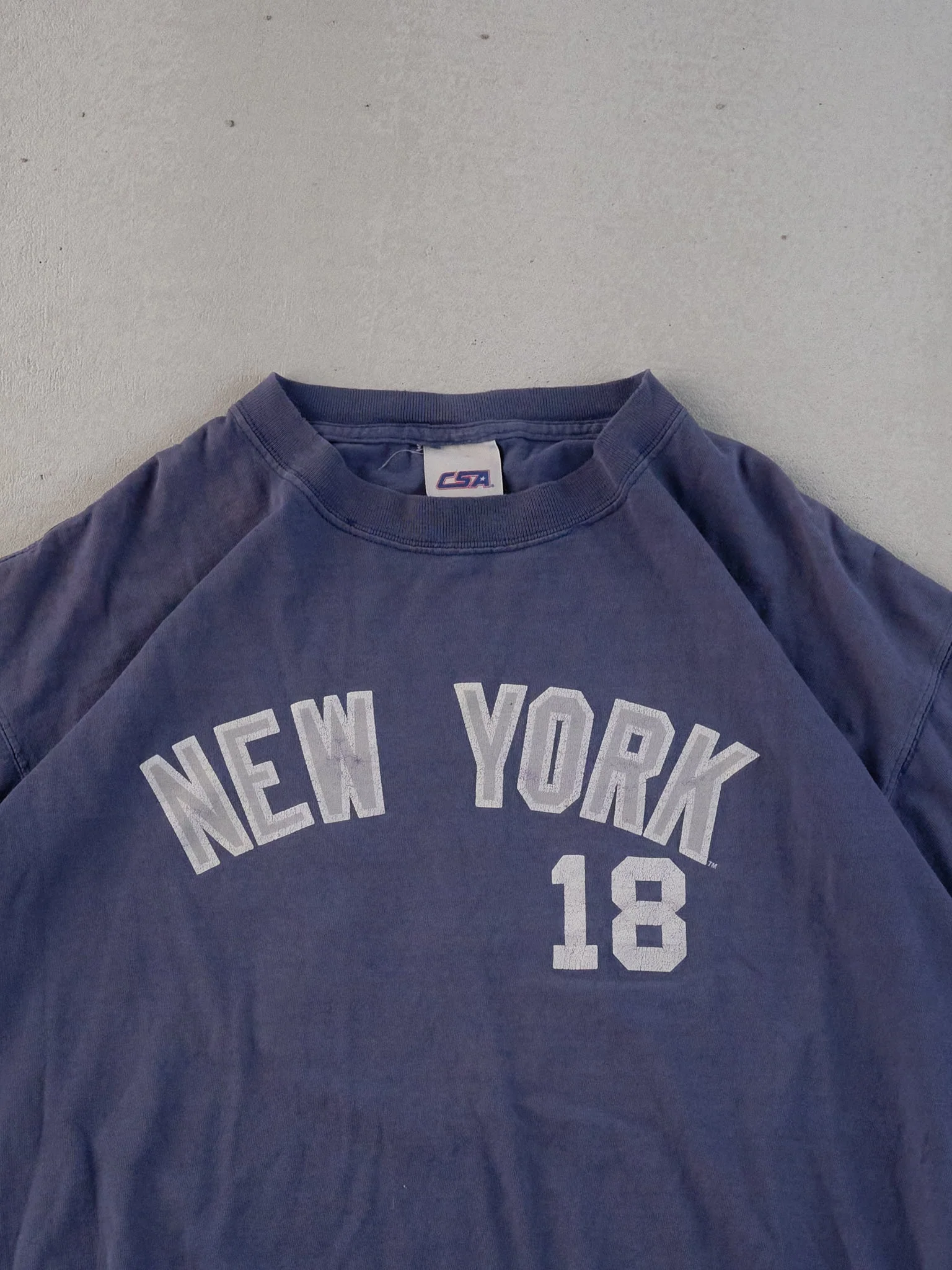 Vintage 05' Faded Blue New York Yankees Damon #18 Tee (L) - Image 3