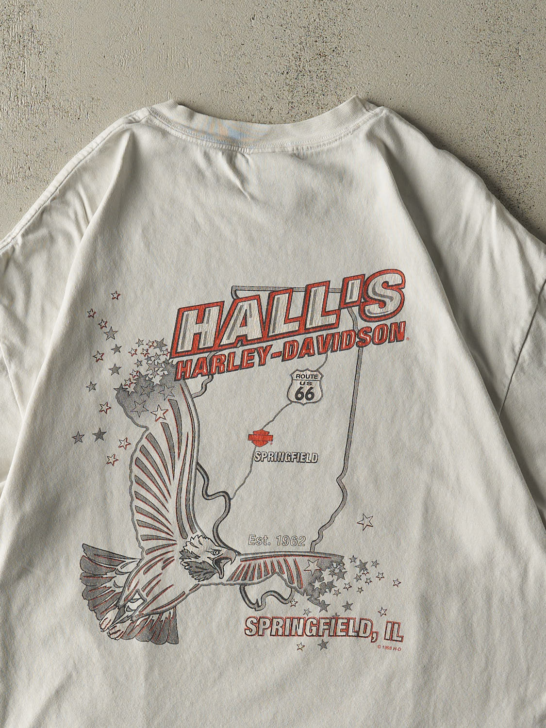 Vintage 05' White Harley Davidson Springfield IL Tee (L/XL) - Image 4