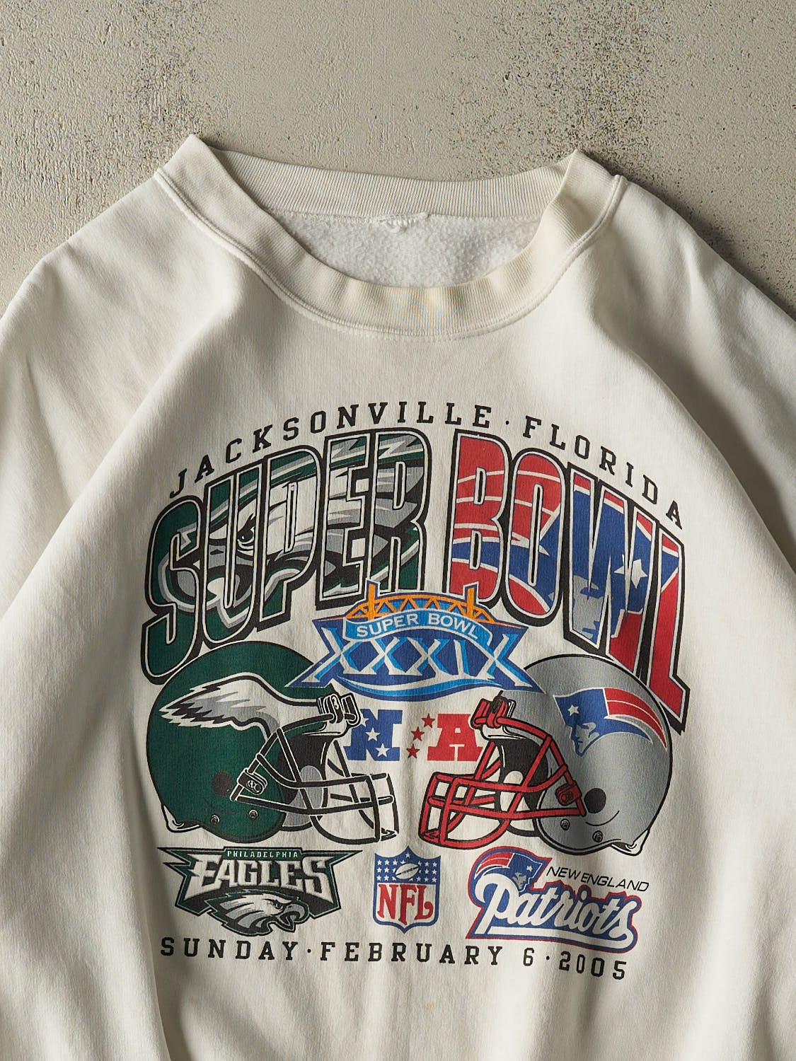 Vintage 05' White Super Bowl XXXIX Crewneck (XXL/XXXL) - Image 2