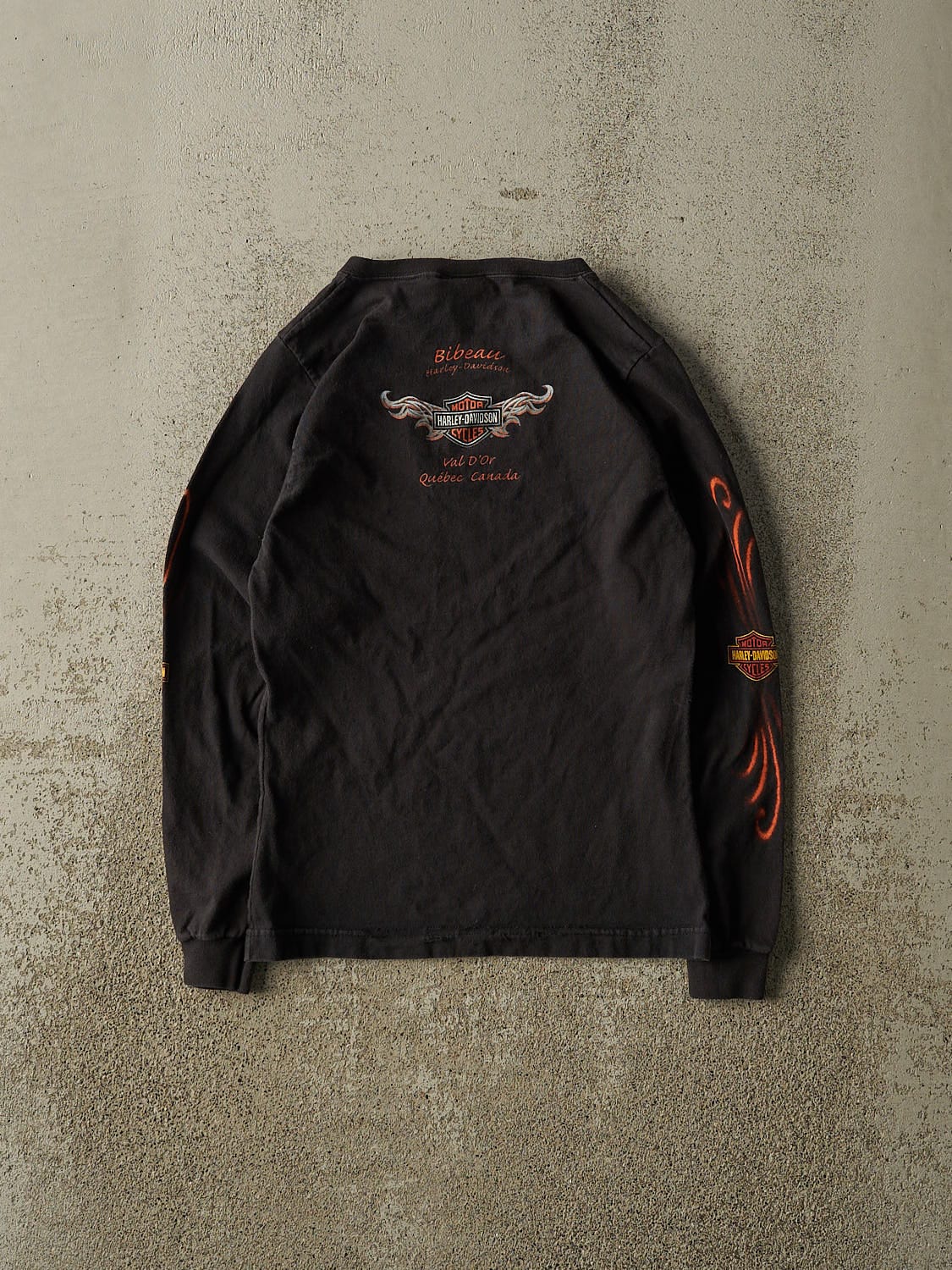 Vintage 06' Black Harley Davidson Quebec Flame Long Sleeve (XXS/XS) - Image 2