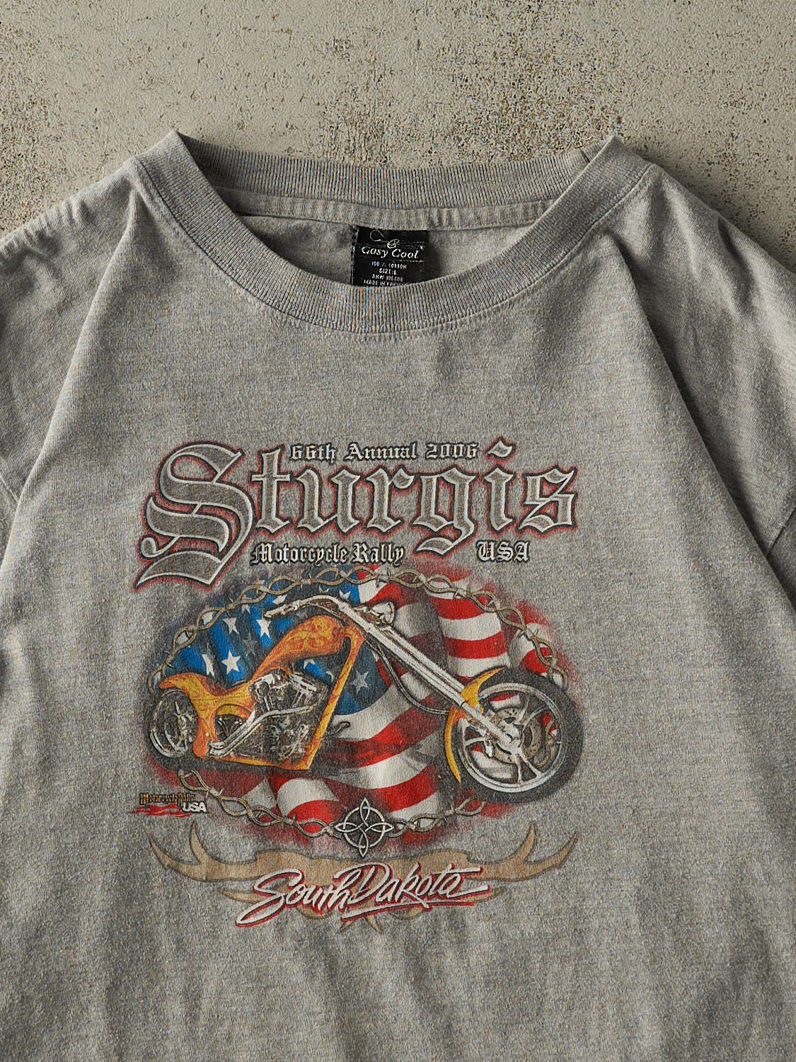Vintage 06' Grey Sturgis Motorcycle Rally Tee (L/XL) - Image 3