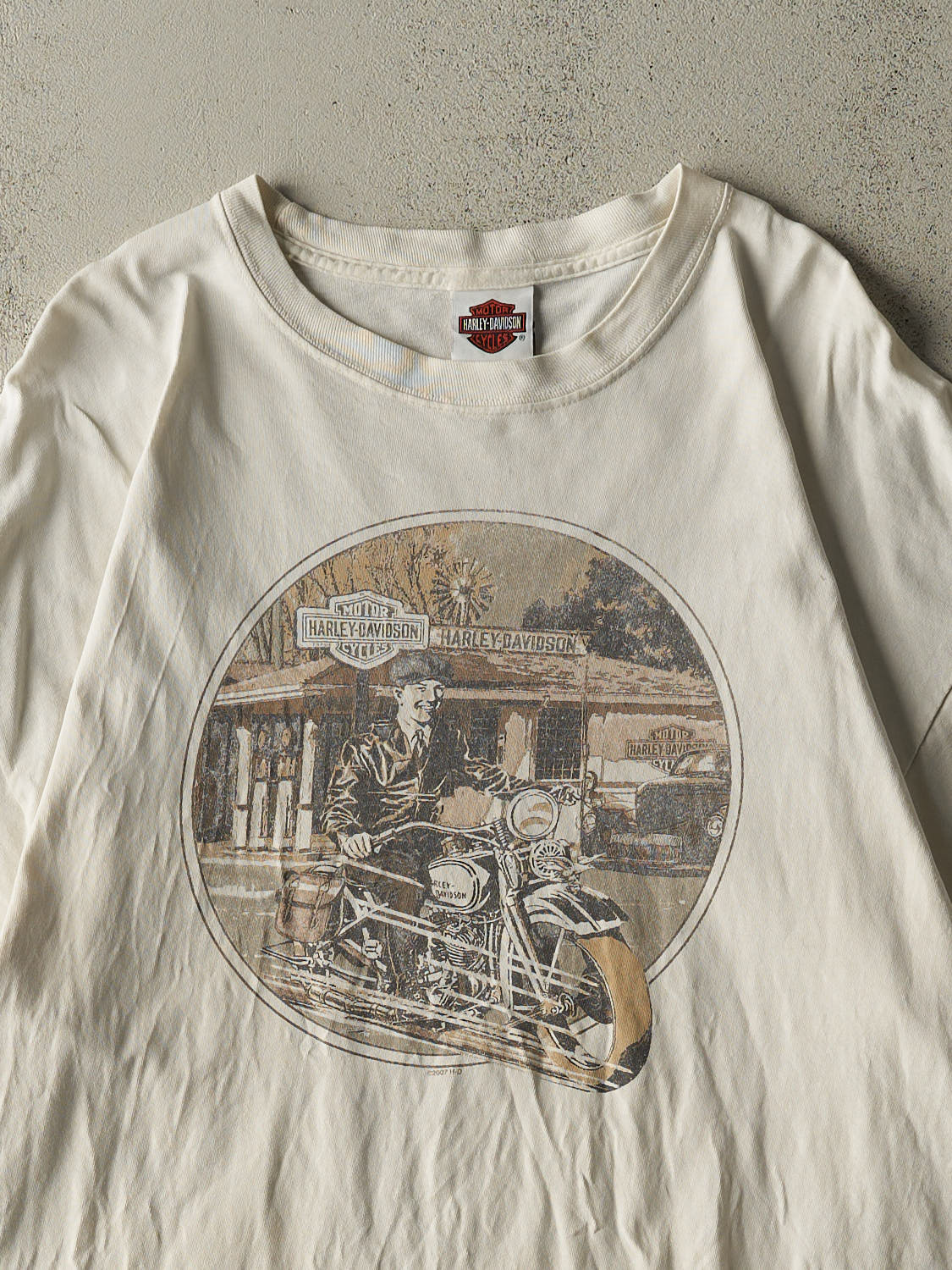 Vintage 07' Beige Harley Davidson Ottawa IL Tee (XL/XXL) - Image 3