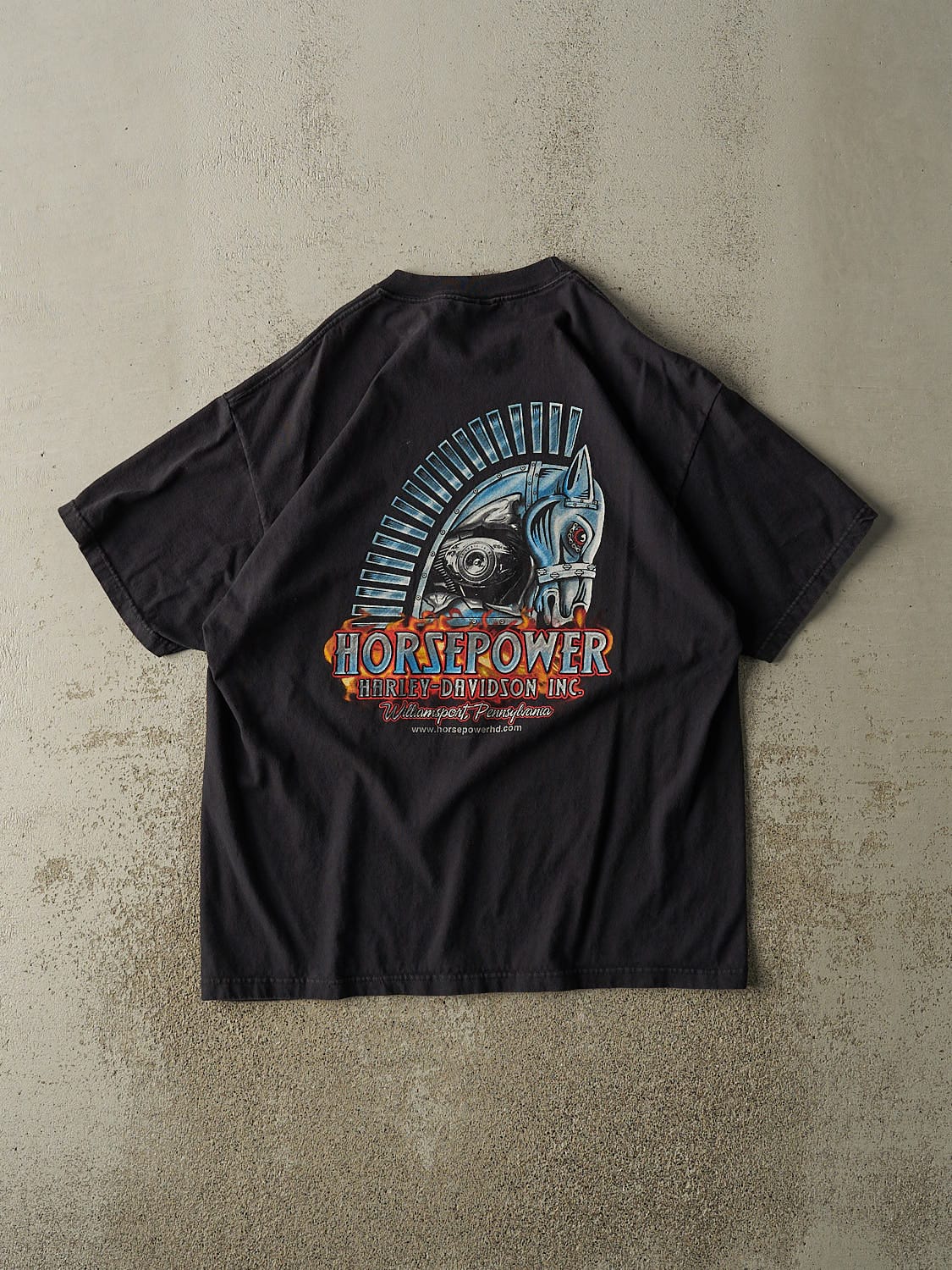 Vintage 07' Black Harley Davidson Williamsport PA Tee (L/XL) - Image 2