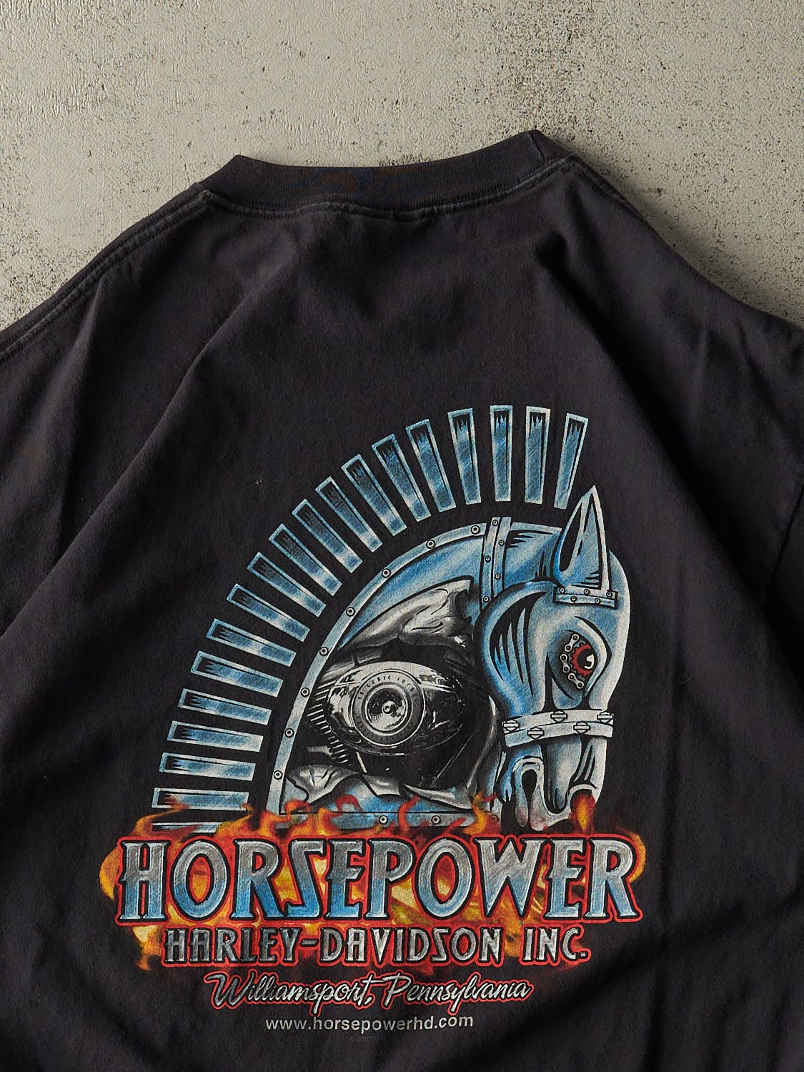 Vintage 07' Black Harley Davidson Williamsport PA Tee (L/XL) - Image 4