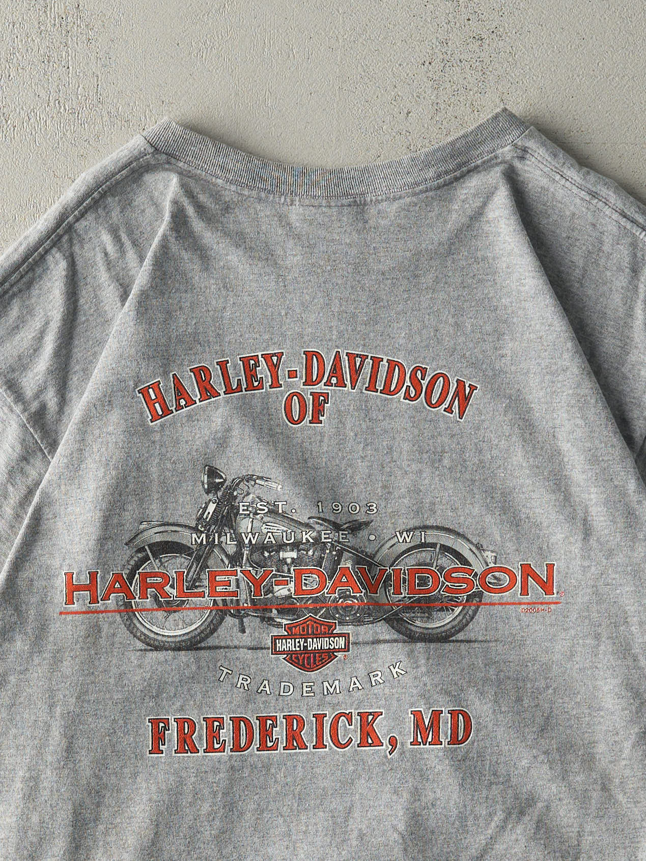 Vintage 07' Grey Frederick MD Harley Davidson Pocket Tee (M/L) - Image 4
