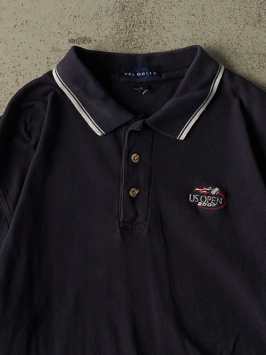 Vintage 07' Navy Blue US Open Quarter Button Tee (L) - Image 2