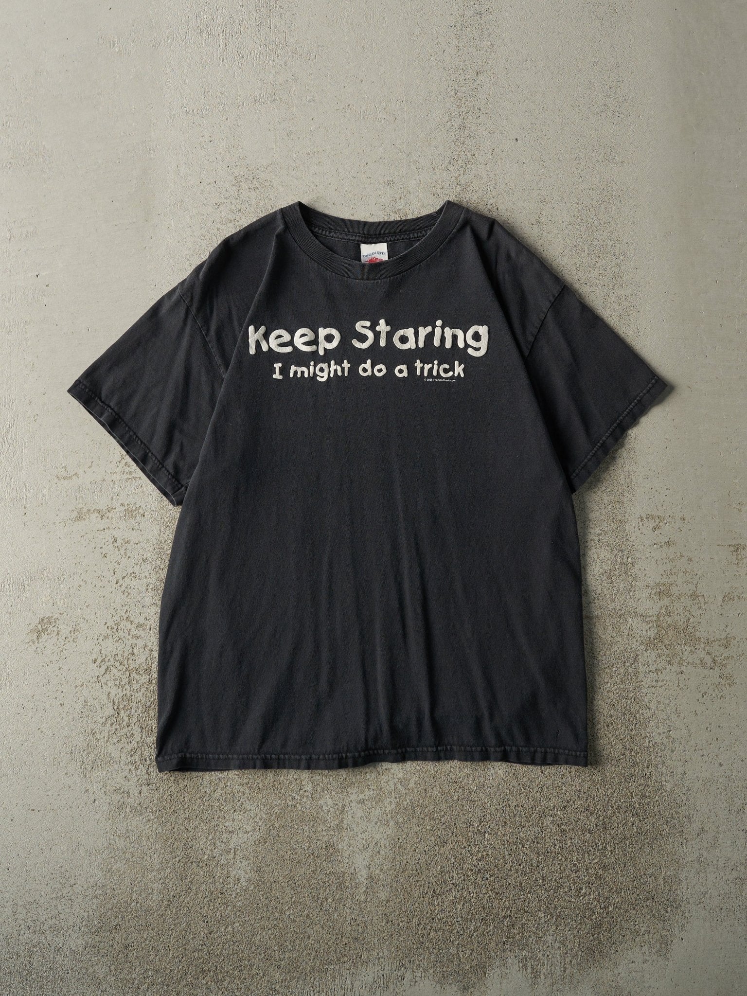 Vintage 08' Black "Keep Staring" Slogan Tee (M)