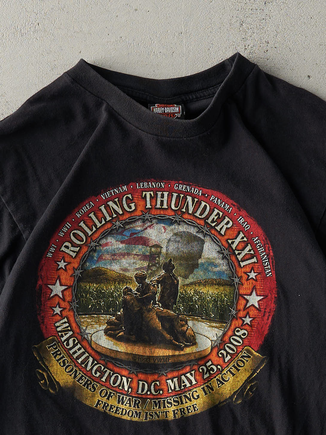 Vintage 08' Black Washington DC Harley Davidson Tee (M/L) - Image 3