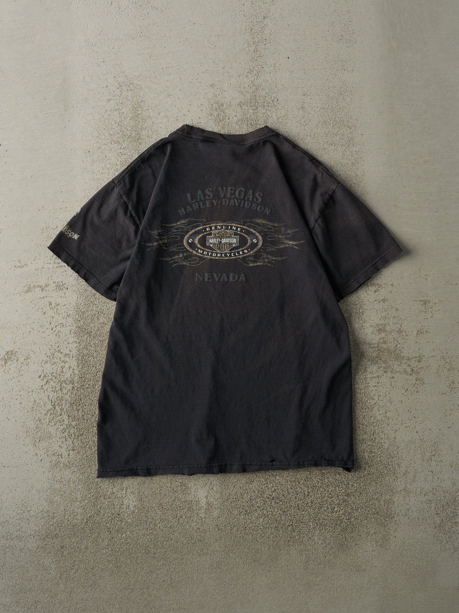 Vintage 08' Faded Black Las Vegas NV Harley Davidson Tee (M) - Image 2