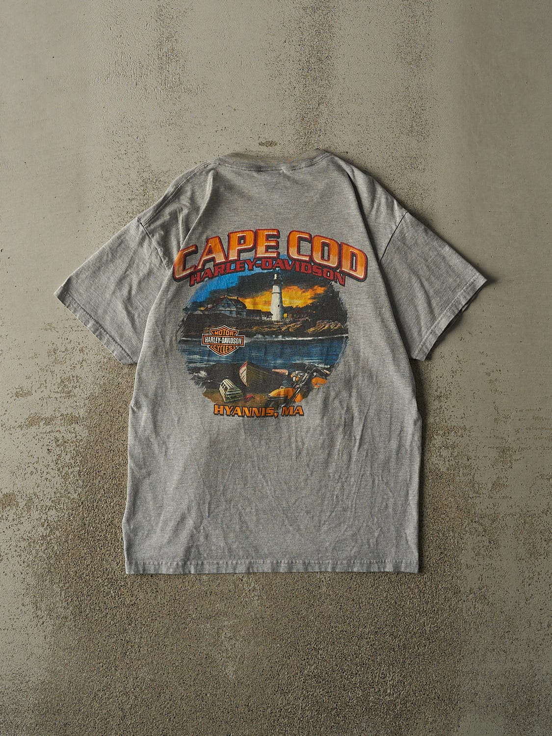 Vintage 08' Grey Harley Davidson Cape Cod Pocket Tee (L) - Image 2