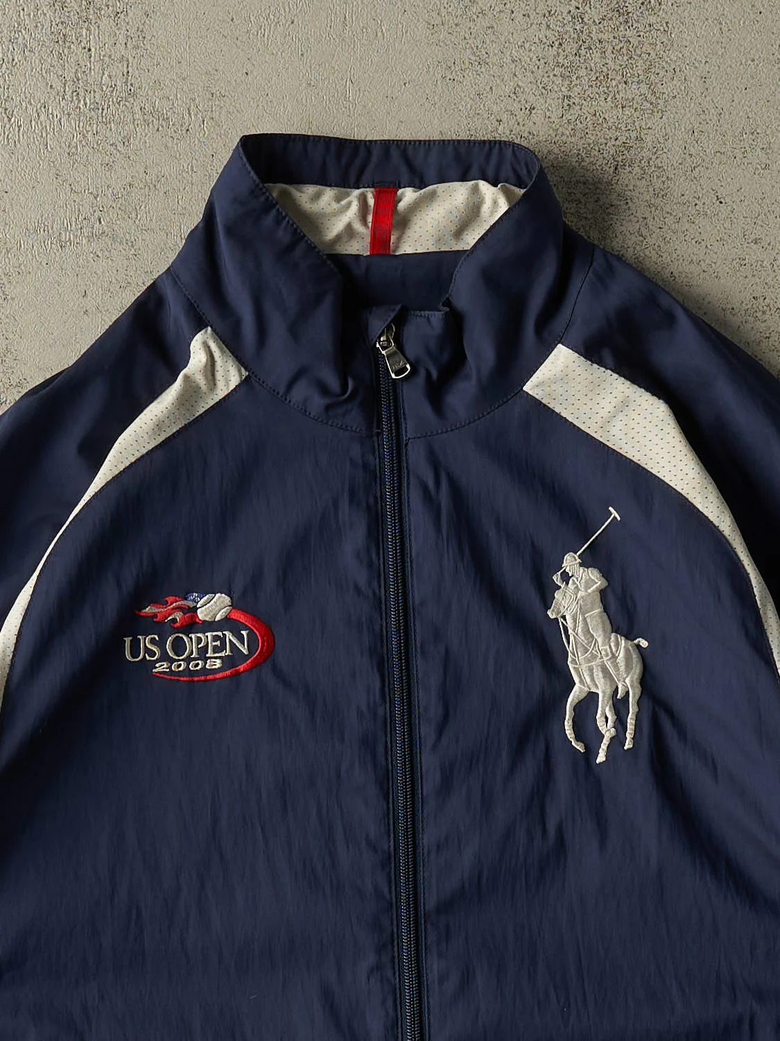 Vintage 08' Navy Blue Polo US Open Windbreaker Jacket (S/M) - Image 4