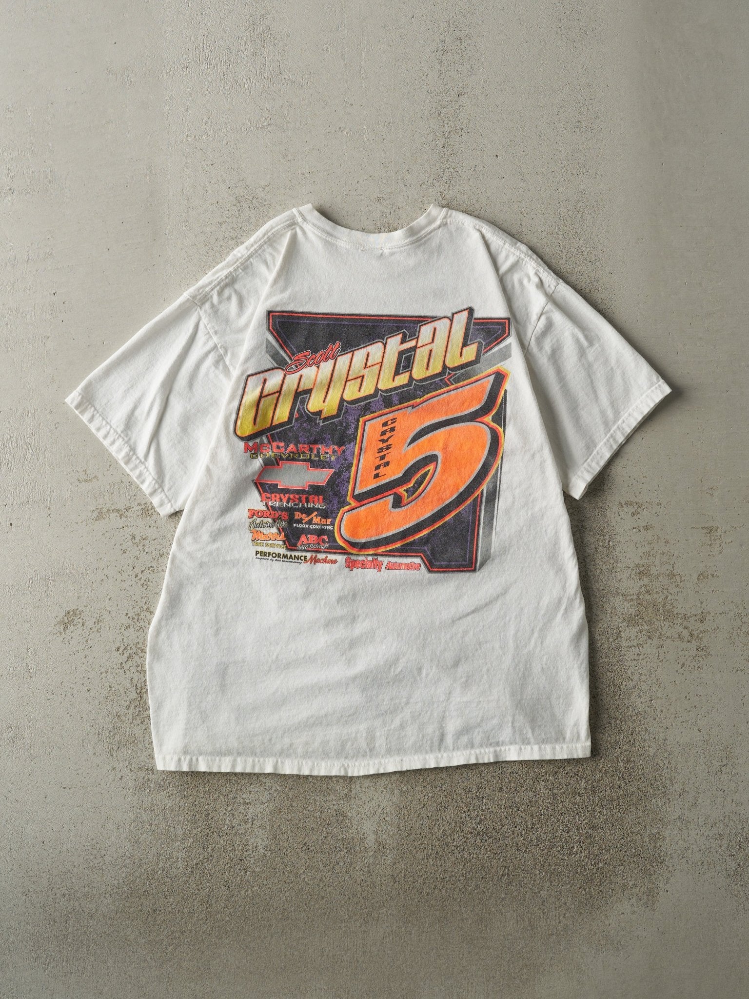 Vintage 08' White Scott Crystal Racing Tee (L) - Image 2