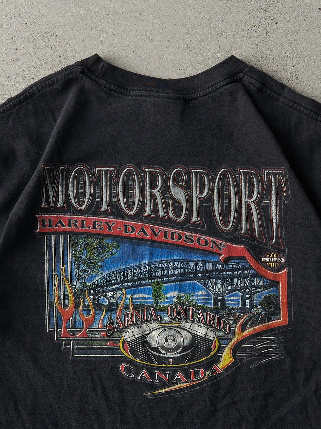 Vintage 09' Black Sarnia Ontario Harley Davidson Tee (M) - Image 4