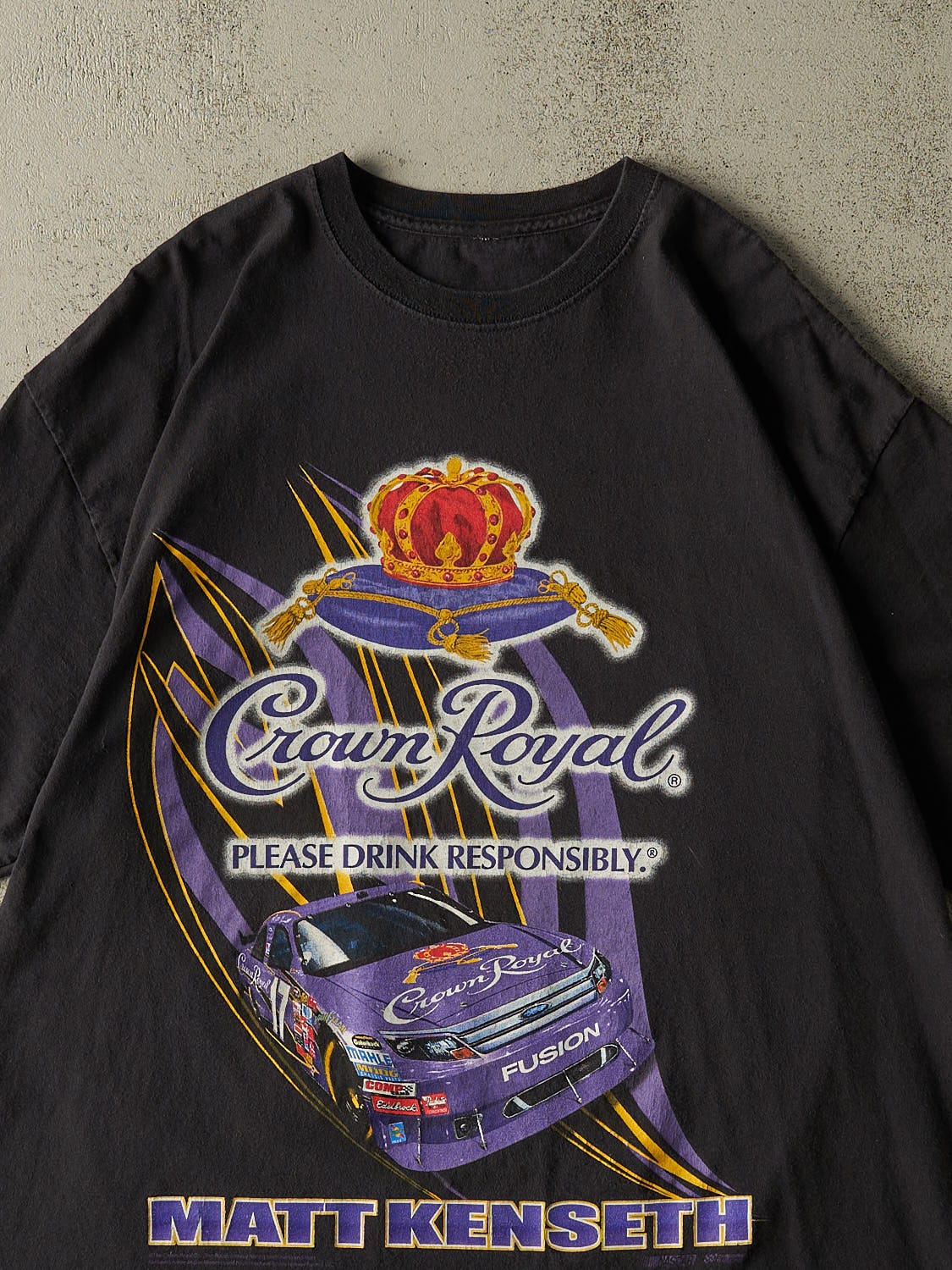 Vintage 10' Black Crown Royal Nascar Matt Kenseth Tee (XXL) - Image 3